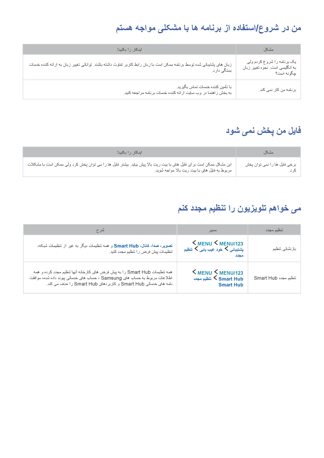 Samsung UA65JS9000KXZN manual متسه هجاوم یلکشم اب اه همانرب زا هدافتسا/عورش رد نم, دوش یمن شخپ نم لیاف 