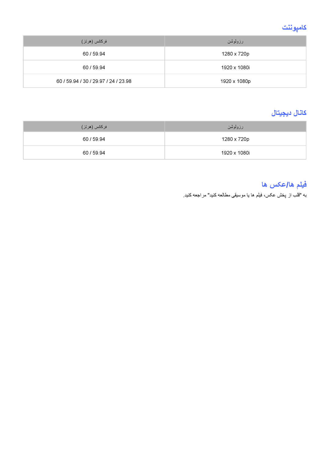 Samsung UA65JS9000KXZN manual تننوپماک, لاتیجید لاناک, اه سکع/اه ملیف 