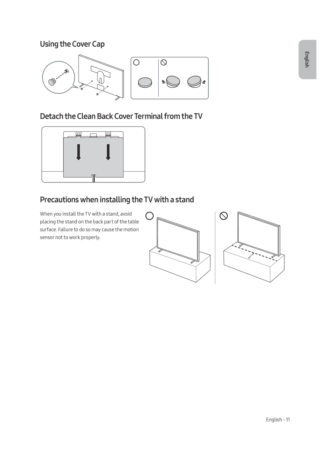 Samsung UA55LS003ARXUM, UA65LS003ARXUM manual Using the Cover Cap, English 