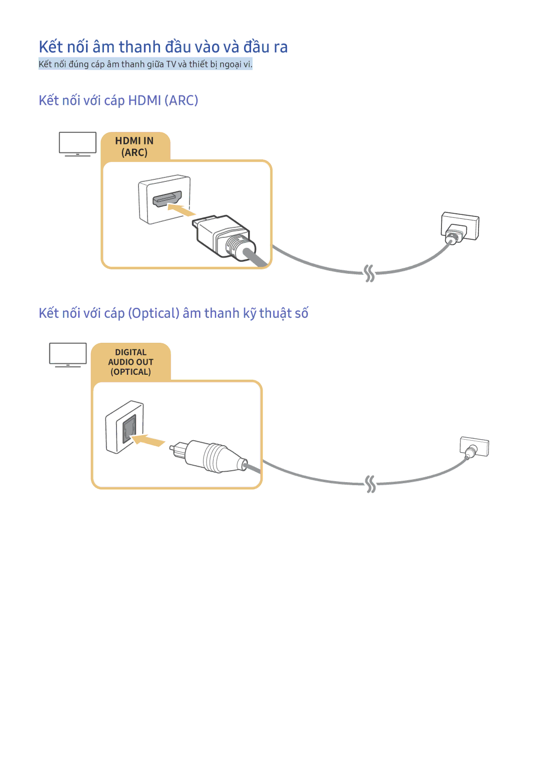 Samsung UA65KU6100KXXV, UA70KU6000KXXV, UA49KS7500KXXV manual Kết nối âm thanh đầu vào và đầu ra, Kết nối với cáp Hdmi ARC 