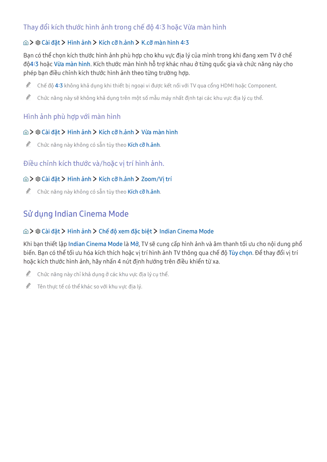 Samsung UA55KS7000KXXV, UA70KU6000KXXV, UA49KS7500KXXV manual Sử dụng Indian Cinema Mode, Hình ảnh phù̀ hợp với màn hình 
