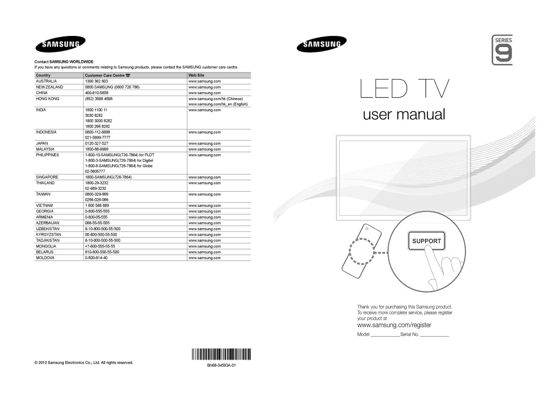 Samsung UA75ES9000RXZN, UA75ES9000RXUM manual Led Tv 