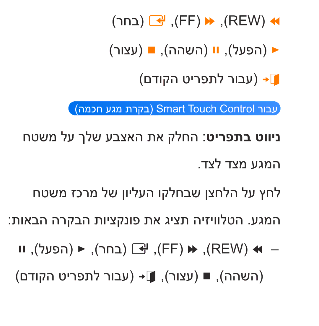 Samsung UA75ES9000RXZN manual רחב E ,FF … ,REW † רוצע ,ההשה ∑ ,לעפה ∂ םדוקה טירפתל רובע e 