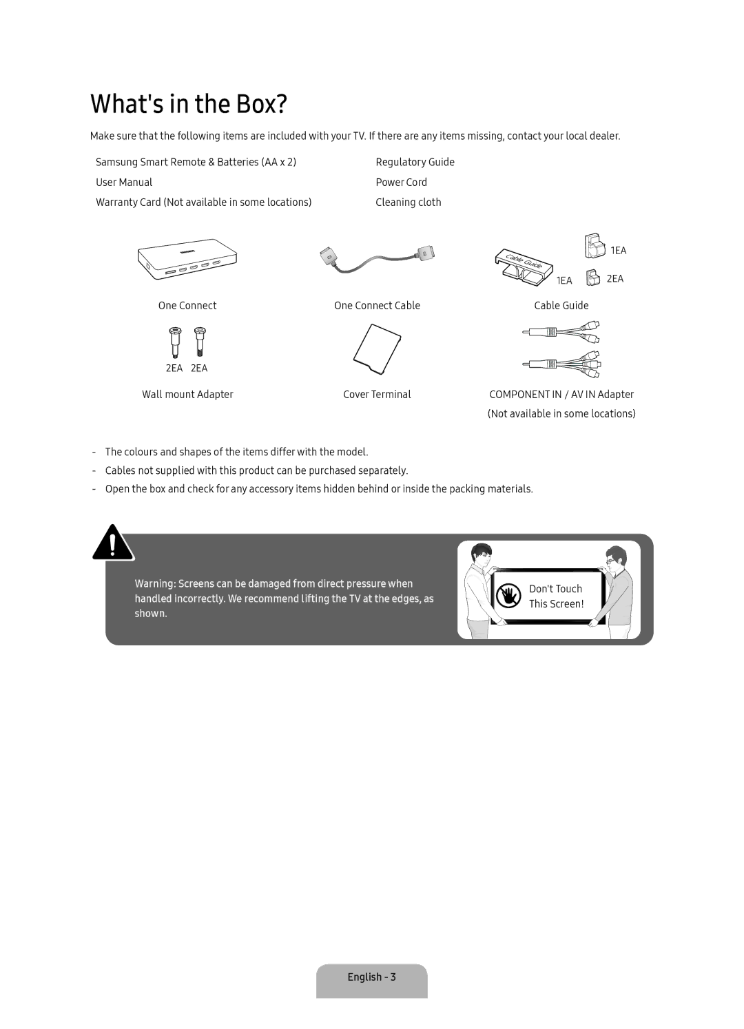 Samsung UA78KS9000KXXV manual Whats in the Box?, 1EA 2EA 