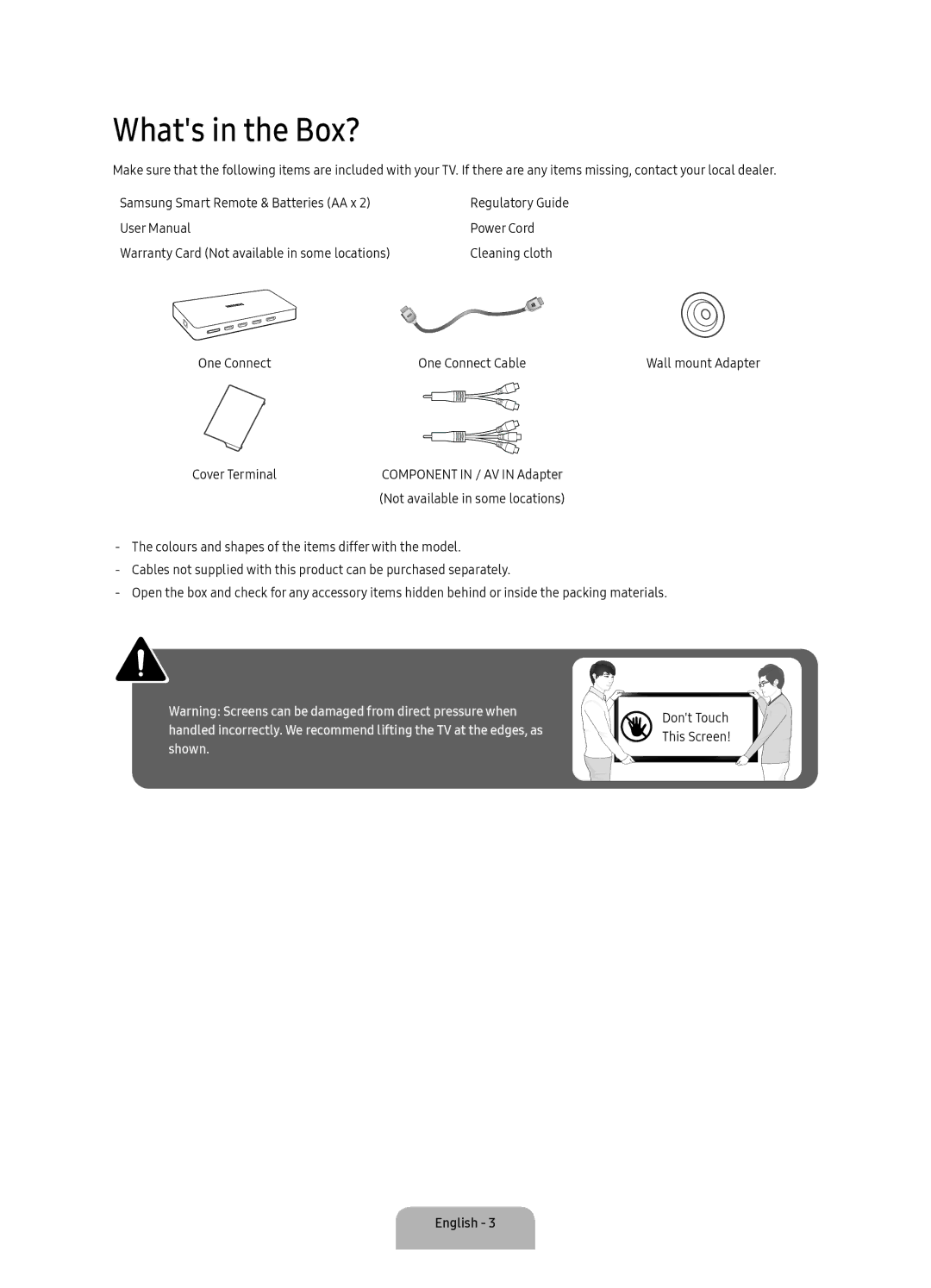 Samsung UA88KS9800KXXV, UA78KS9800KXXV manual Whats in the Box? 