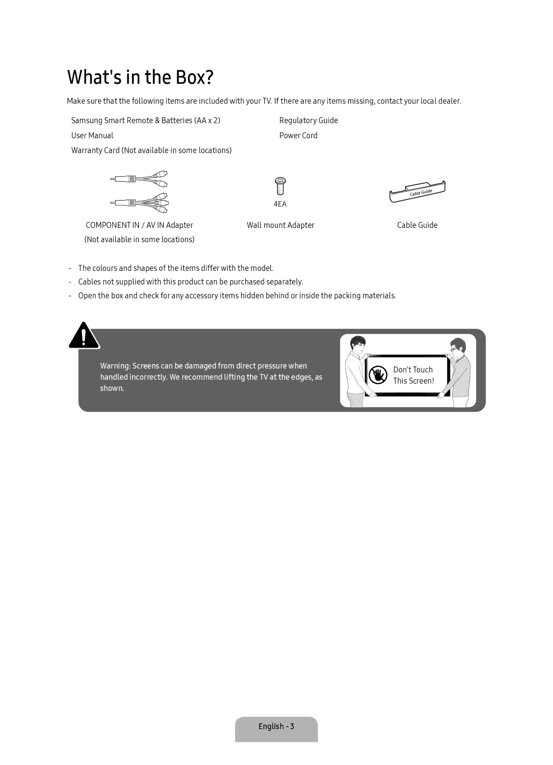 Samsung UA78KU6500KXXV manual Whats in the Box? 