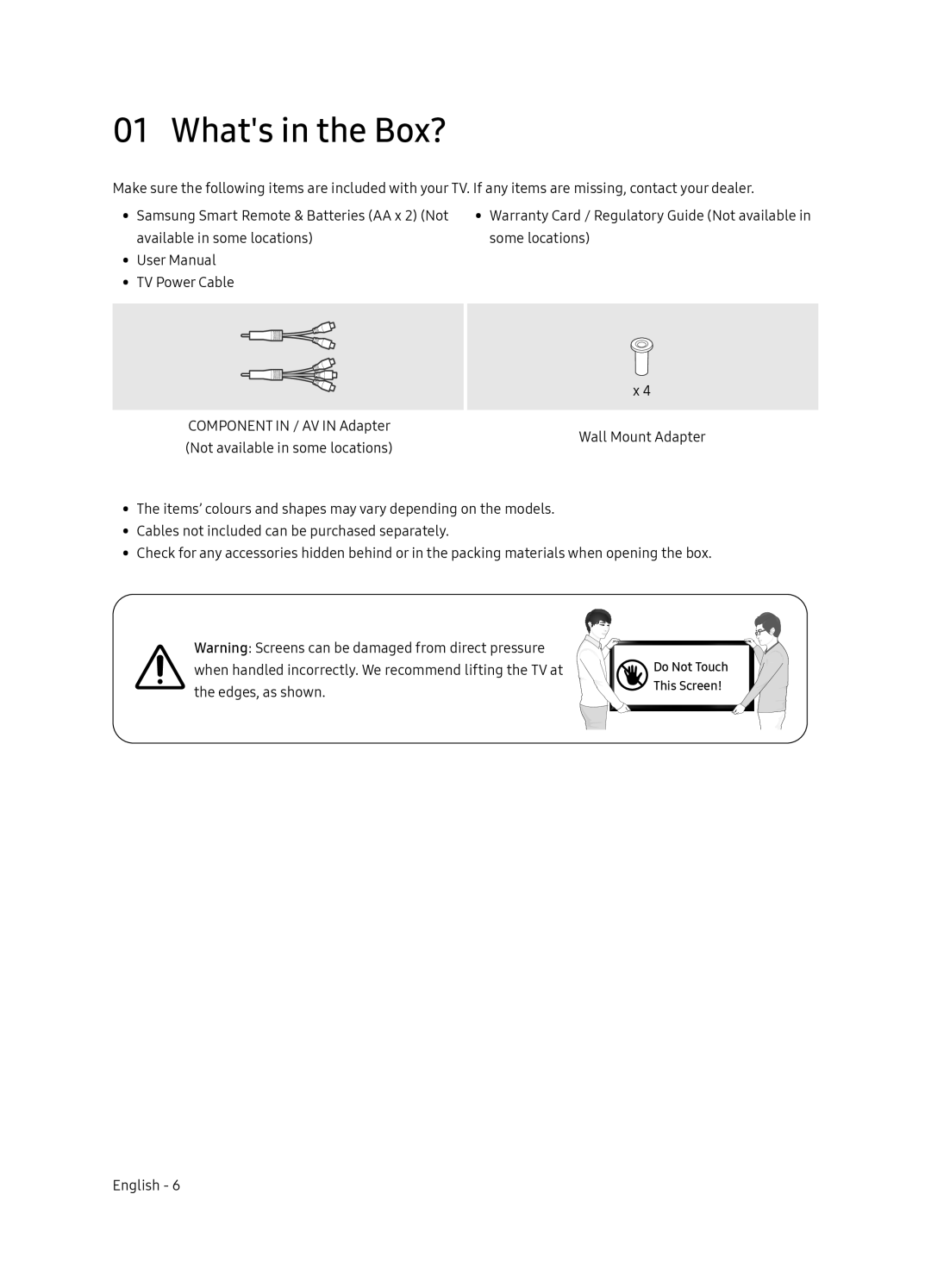 Samsung UA55NU8000KXXV, UA82NU8000KXXV, UA65NU8000KXXV, UA75NU8000KXXV manual Whats in the Box? 