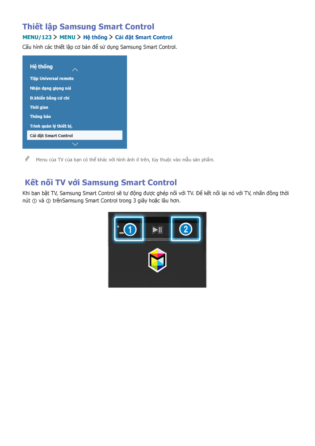 Samsung UA78JS9500KXXV, UA88JS9500KXXV manual Thiết lập Samsung Smart Control, Kết nối TV với Samsung Smart Control 