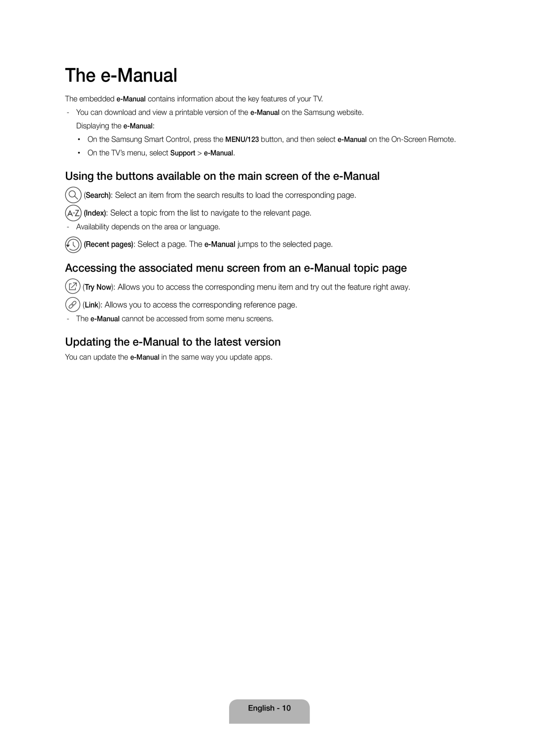 Samsung UA65JS9500KXXV, UA88JS9500KXXV manual E-Manual, Accessing the associated menu screen from an e-Manual topic 