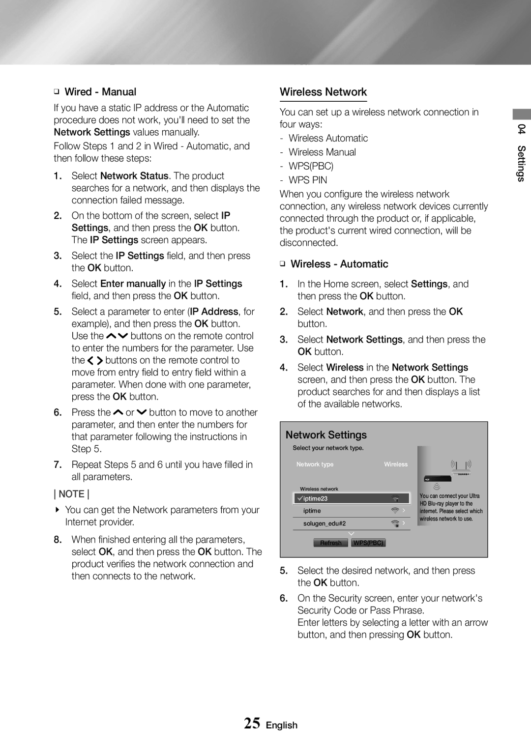 Samsung UBD-K8500/ZF, UBD-K8500/EN, UBD-K8500/XE manual Wireless Network, Wps Pin 