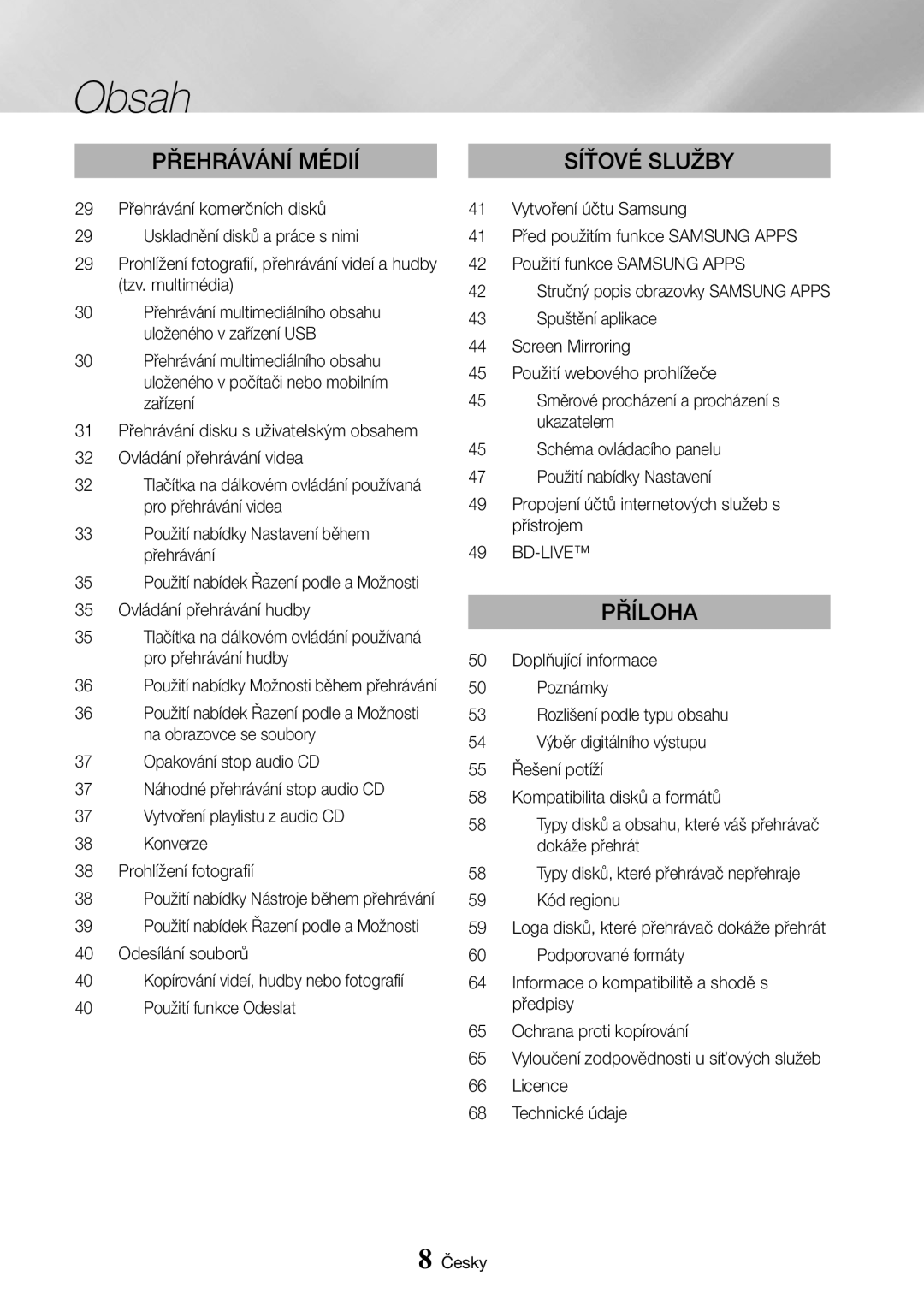 Samsung UBD-K8500/EN manual Přehrávání Médií, Bd-Live 