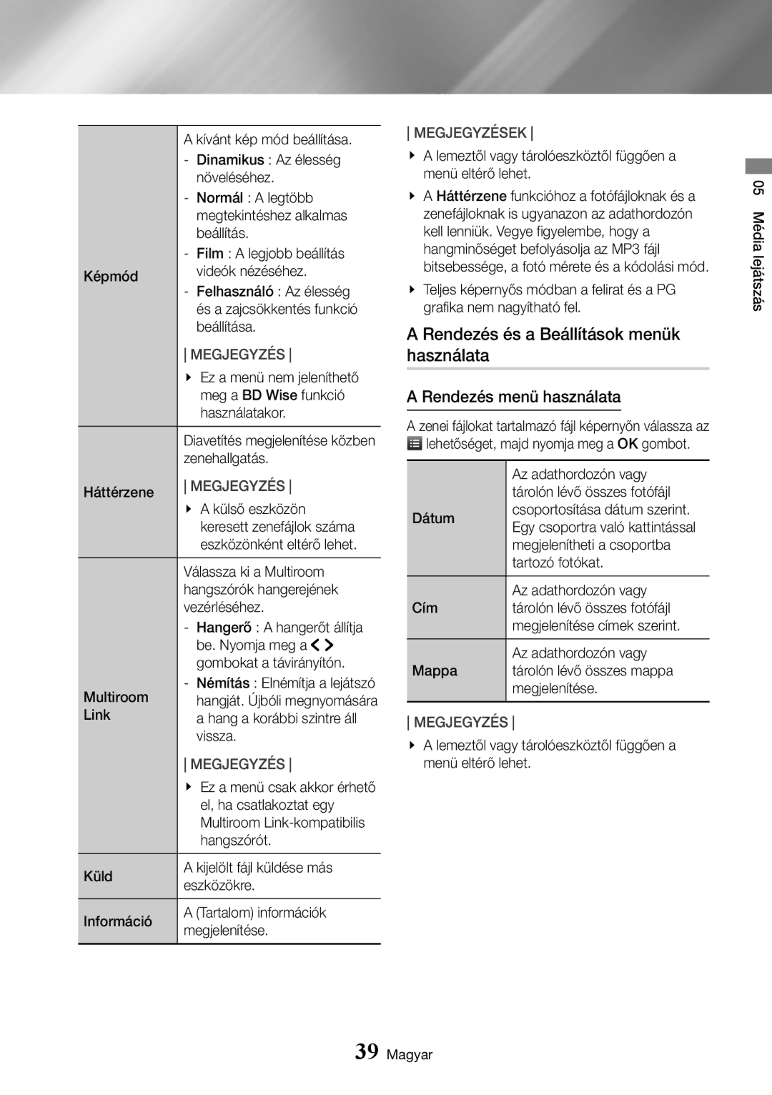 Samsung UBD-K8500/EN Kívánt kép mód beállítása, Dinamikus Az élesség, Növeléséhez, Ez a menü nem jeleníthető, Háttérzene 