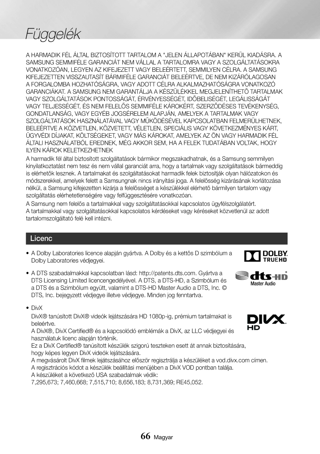 Samsung UBD-K8500/EN manual Licenc 