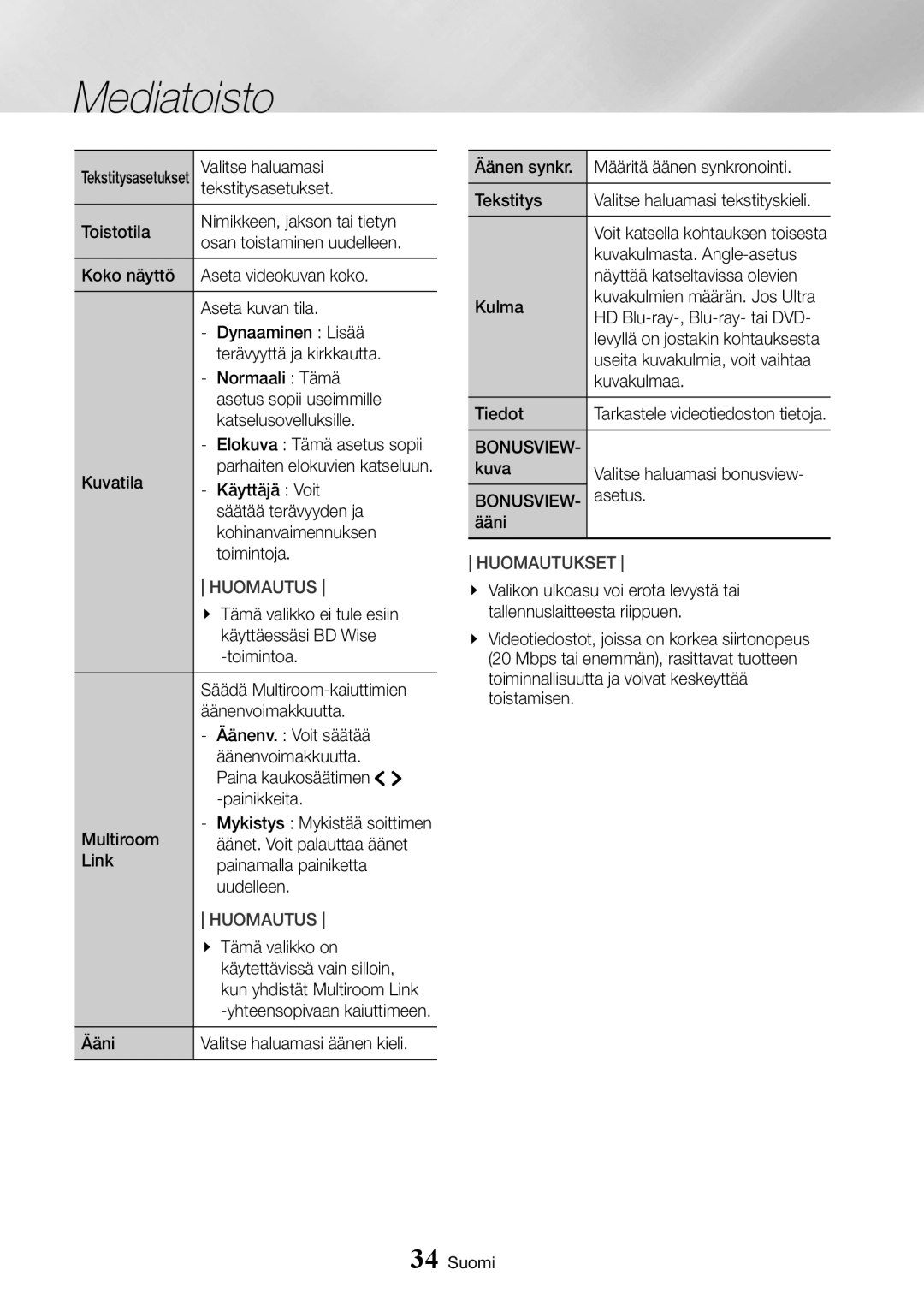 Samsung UBD-K8500/XE manual Bonusview 