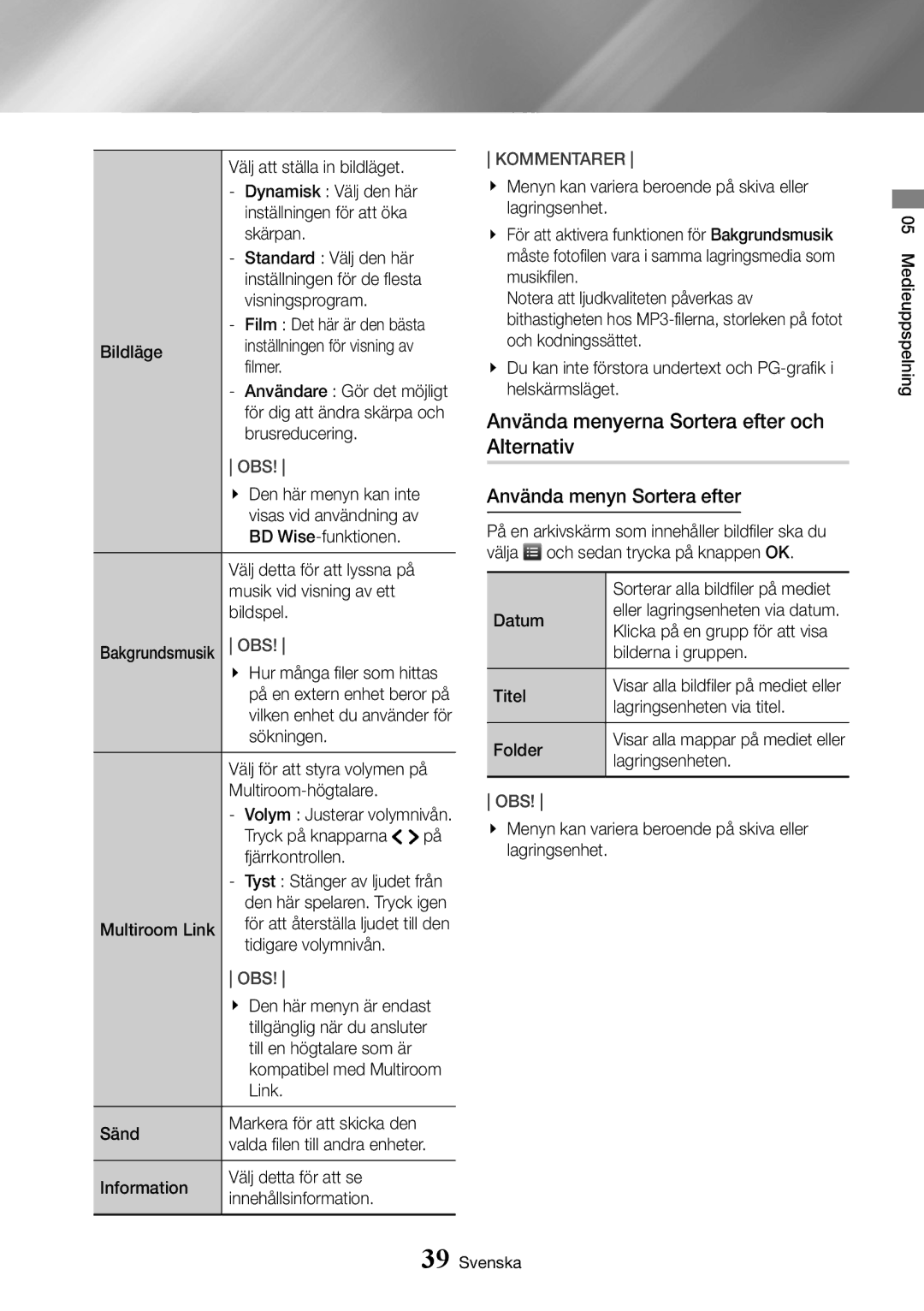 Samsung UBD-K8500/XE Välj att ställa in bildläget, Skärpan, Visningsprogram Film Det här är den bästa Bildläge, Link Sänd 