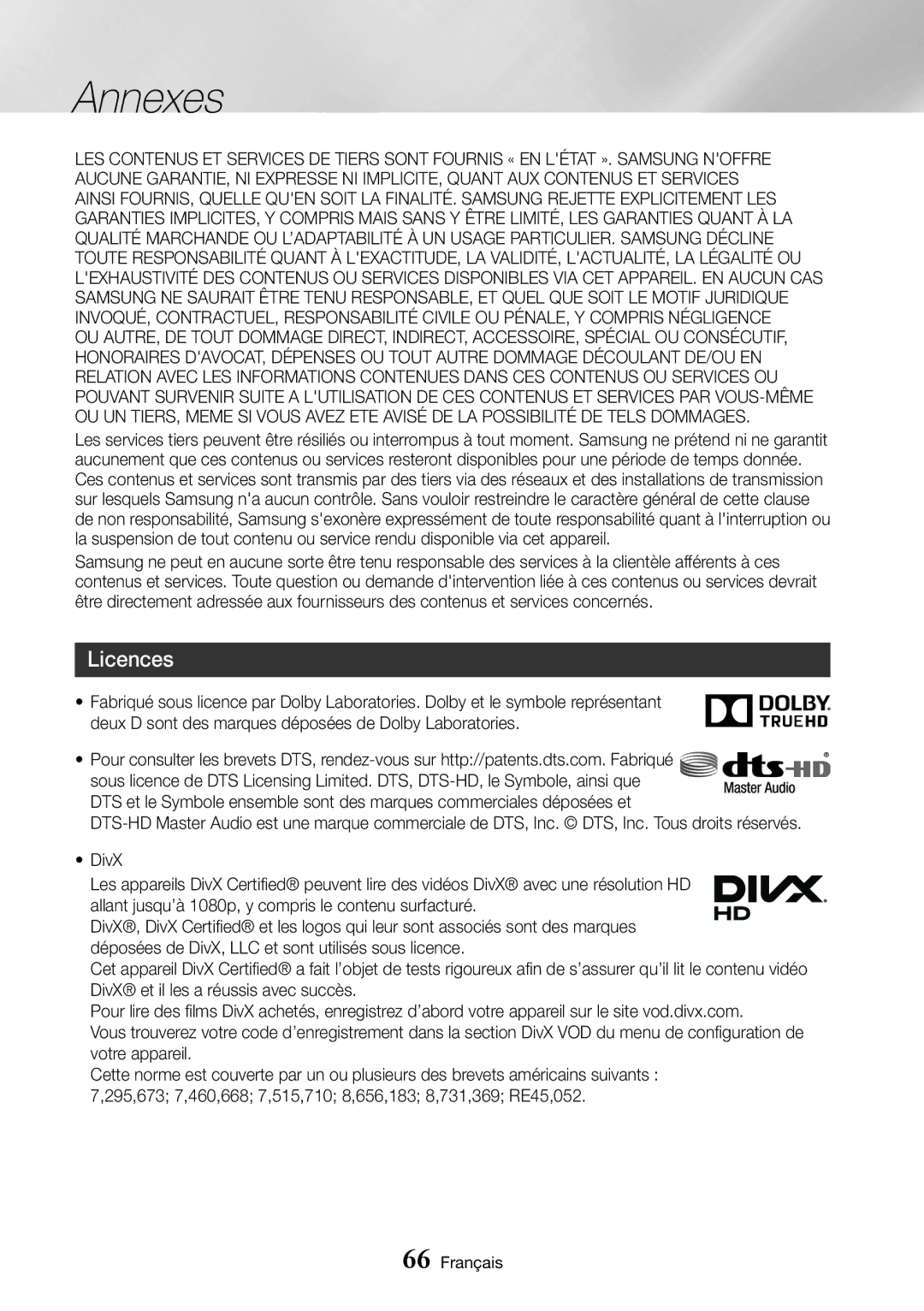 Samsung UBD-K8500/ZF manual Licences 