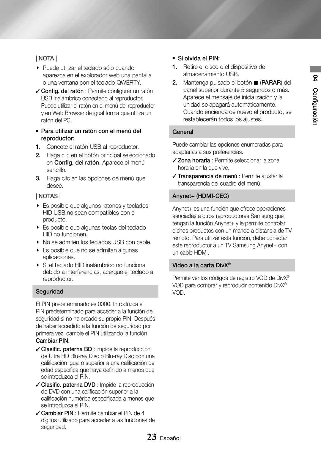 Samsung UBD-K8500/ZF manual Anynet+ HDMI-CEC 