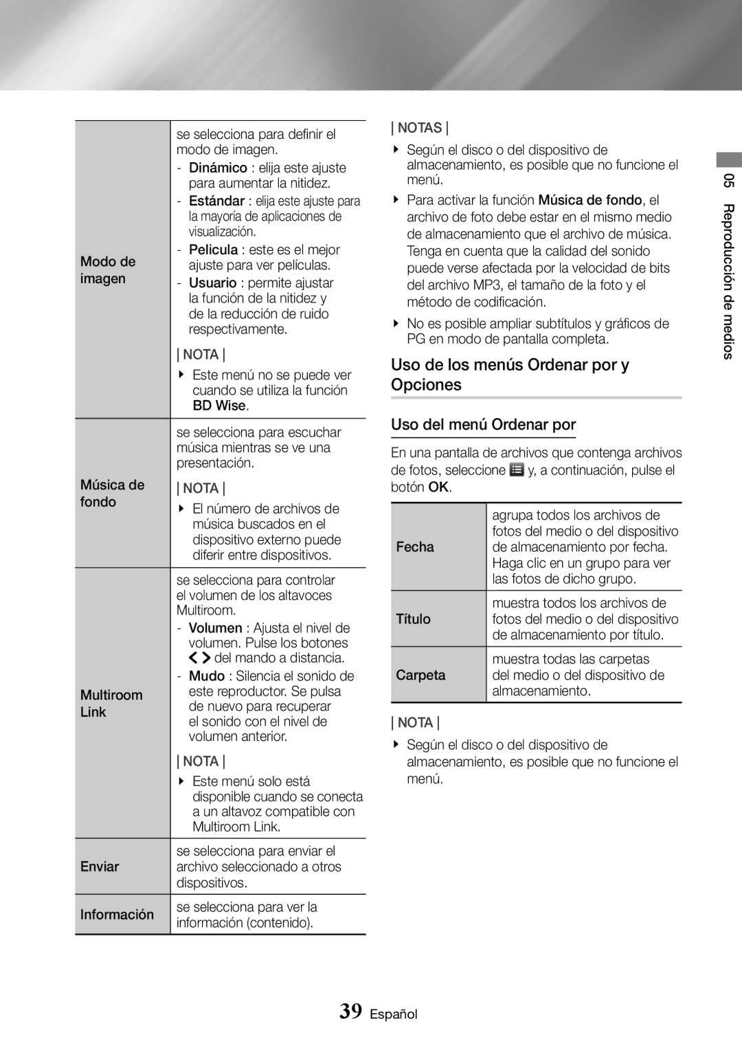 Samsung UBD-K8500/ZF manual Modo de imagen, Dinámico elija este ajuste, Para aumentar la nitidez, Visualización 