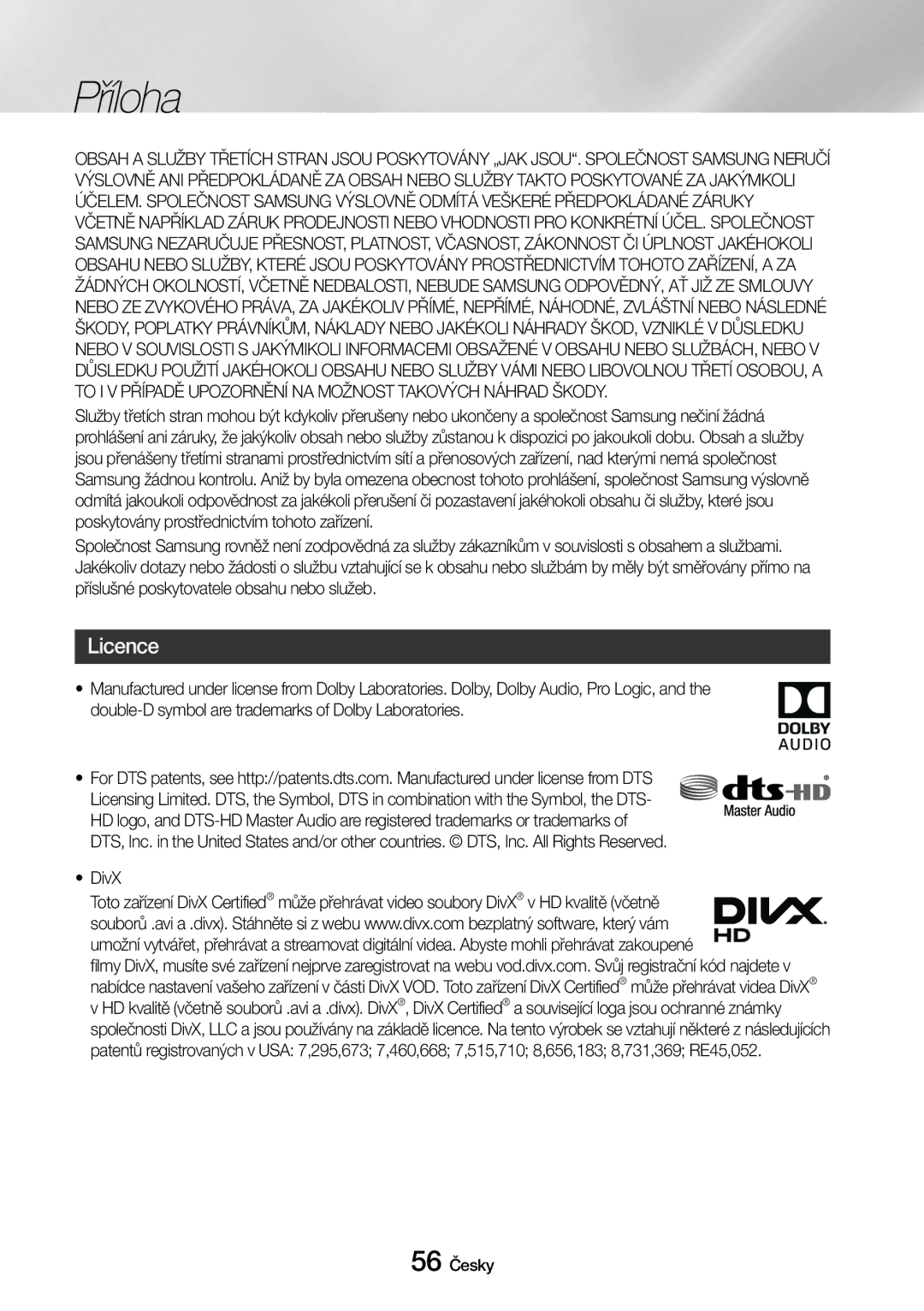 Samsung UBD-M7500/EN manual Licence, DivX 