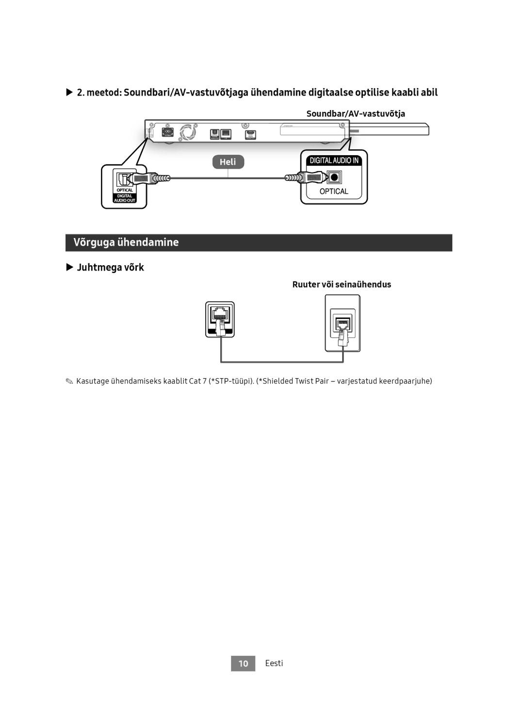 Samsung UBD-M7500/EN manual Võrguga ühendamine, Juhtmega võrk, Ruuter või seinaühendus 