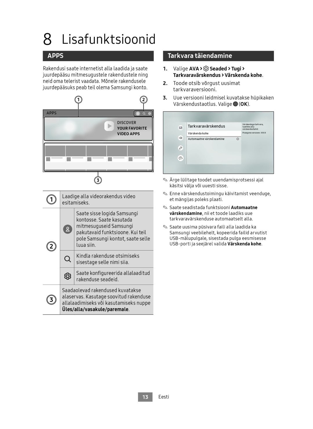 Samsung UBD-M7500/EN Lisafunktsioonid, Laadige alla videorakendus video esitamiseks, Luua siin, Värskendustaotlus. Valige 