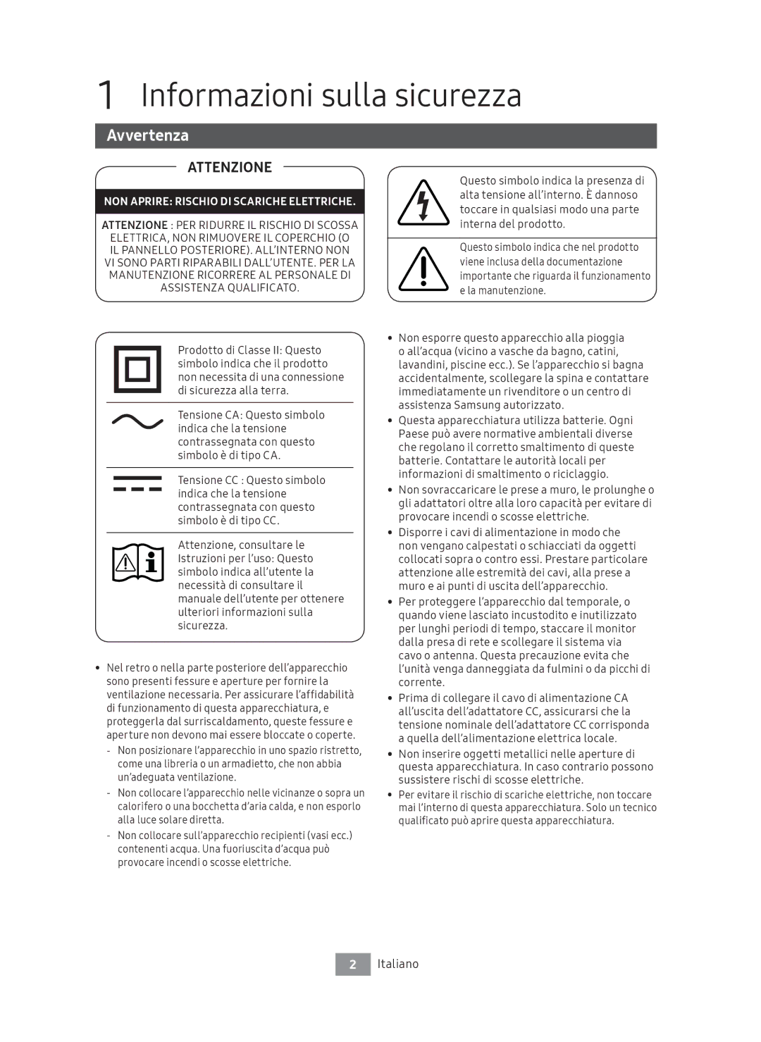 Samsung UBD-M7500/EN manual Informazioni sulla sicurezza, Avvertenza, Italiano 