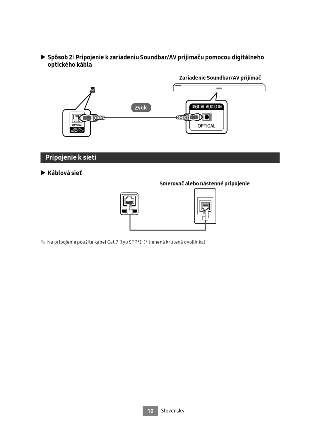 Samsung UBD-M7500/EN manual Pripojenie k sieti, Káblová sieť, Smerovač alebo nástenné pripojenie 