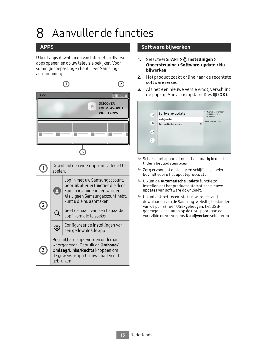 Samsung UBD-M7500/EN manual Aanvullende functies, Software bijwerken 