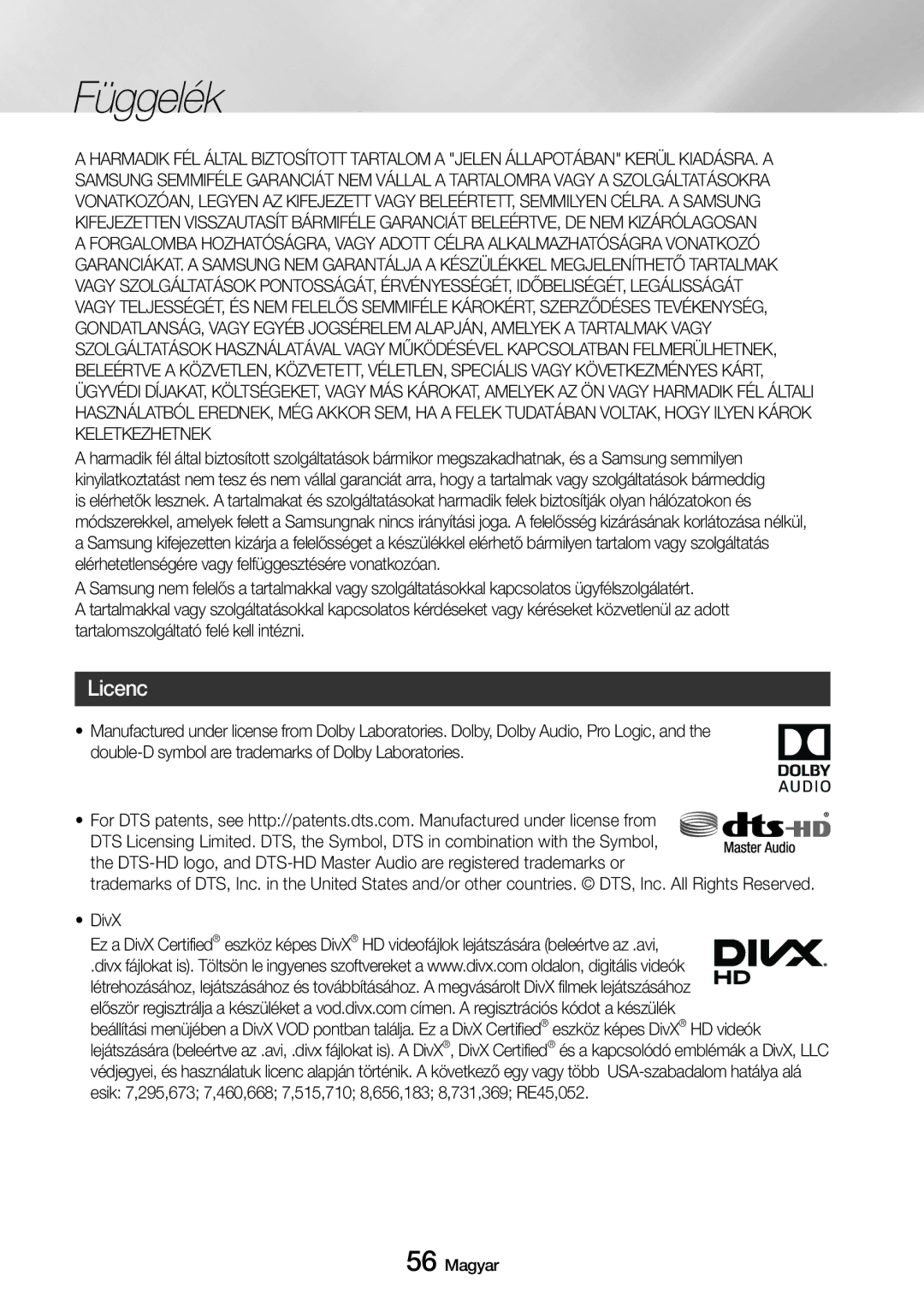 Samsung UBD-M7500/EN manual Licenc 