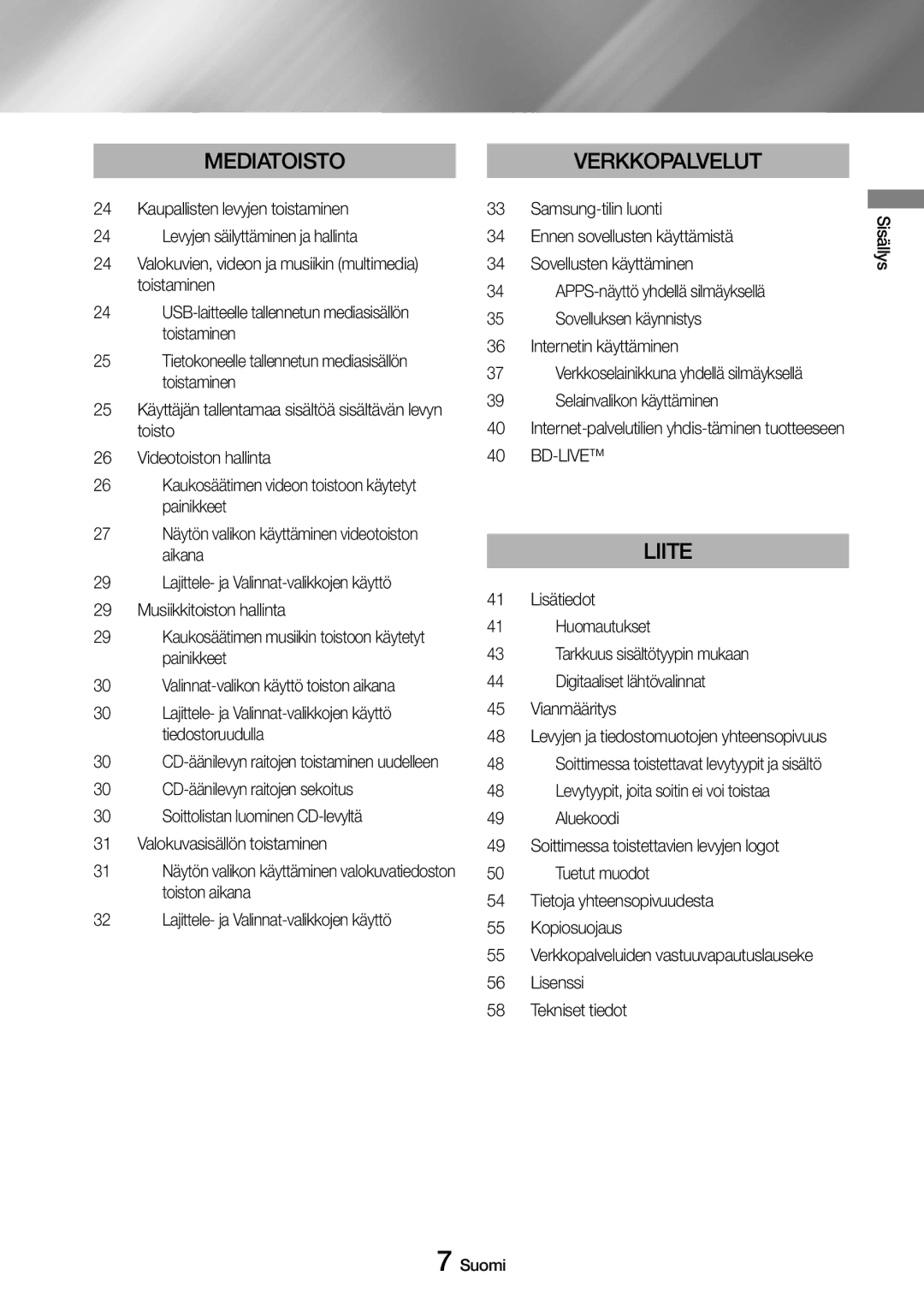 Samsung UBD-M7500/XE manual CD-äänilevyn raitojen sekoitus, Bd-Live, Lisätiedot, Huomautukset 