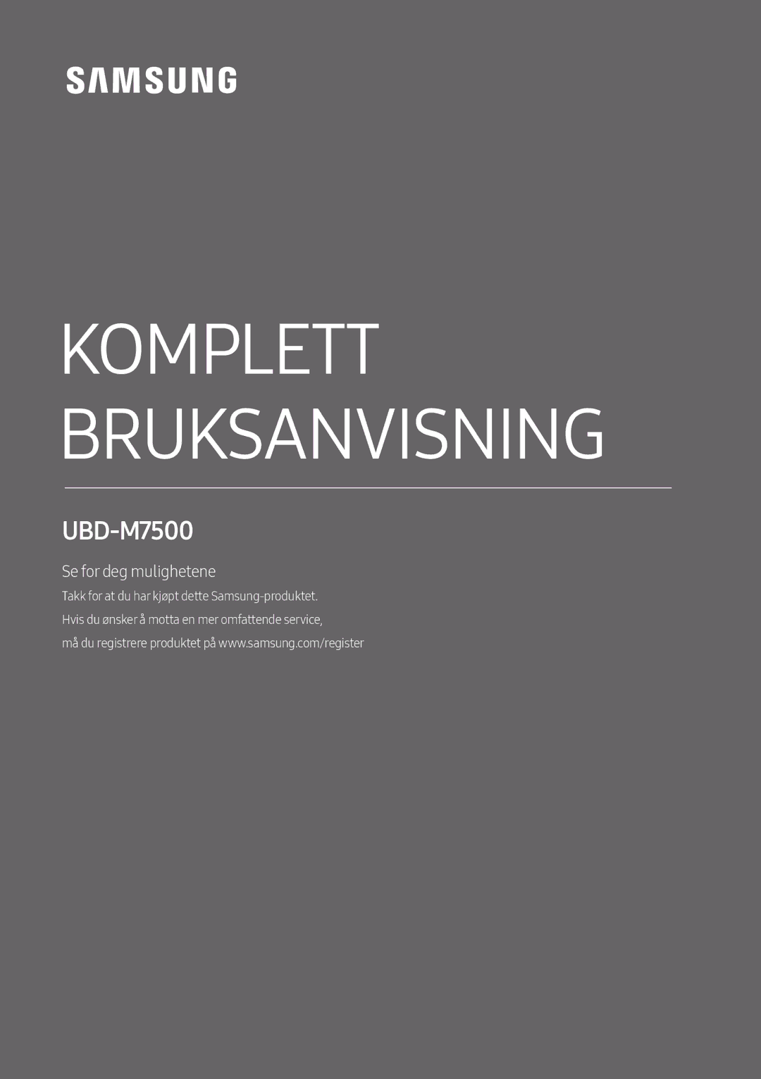 Samsung UBD-M7500/XE manual Komplett Bruksanvisning 