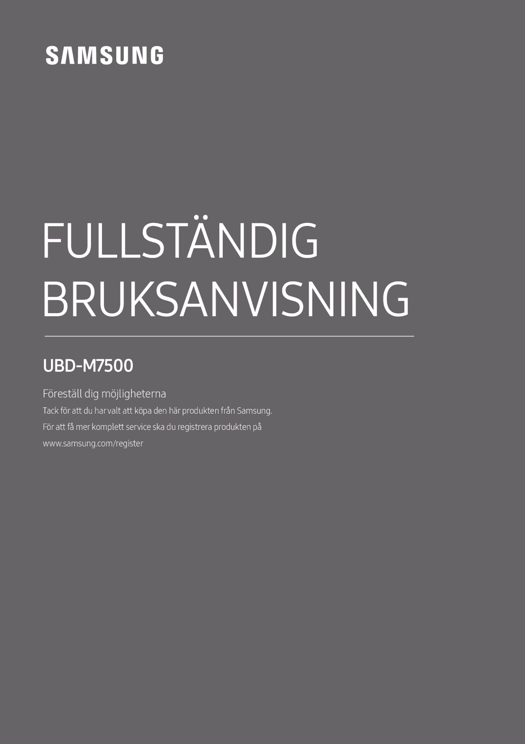 Samsung UBD-M7500/XE manual Fullständig Bruksanvisning 