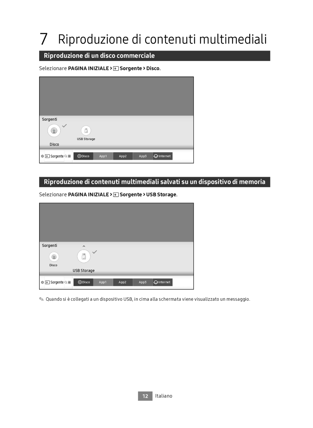 Samsung UBD-M7500/ZF manual Riproduzione di contenuti multimediali, Riproduzione di un disco commerciale 