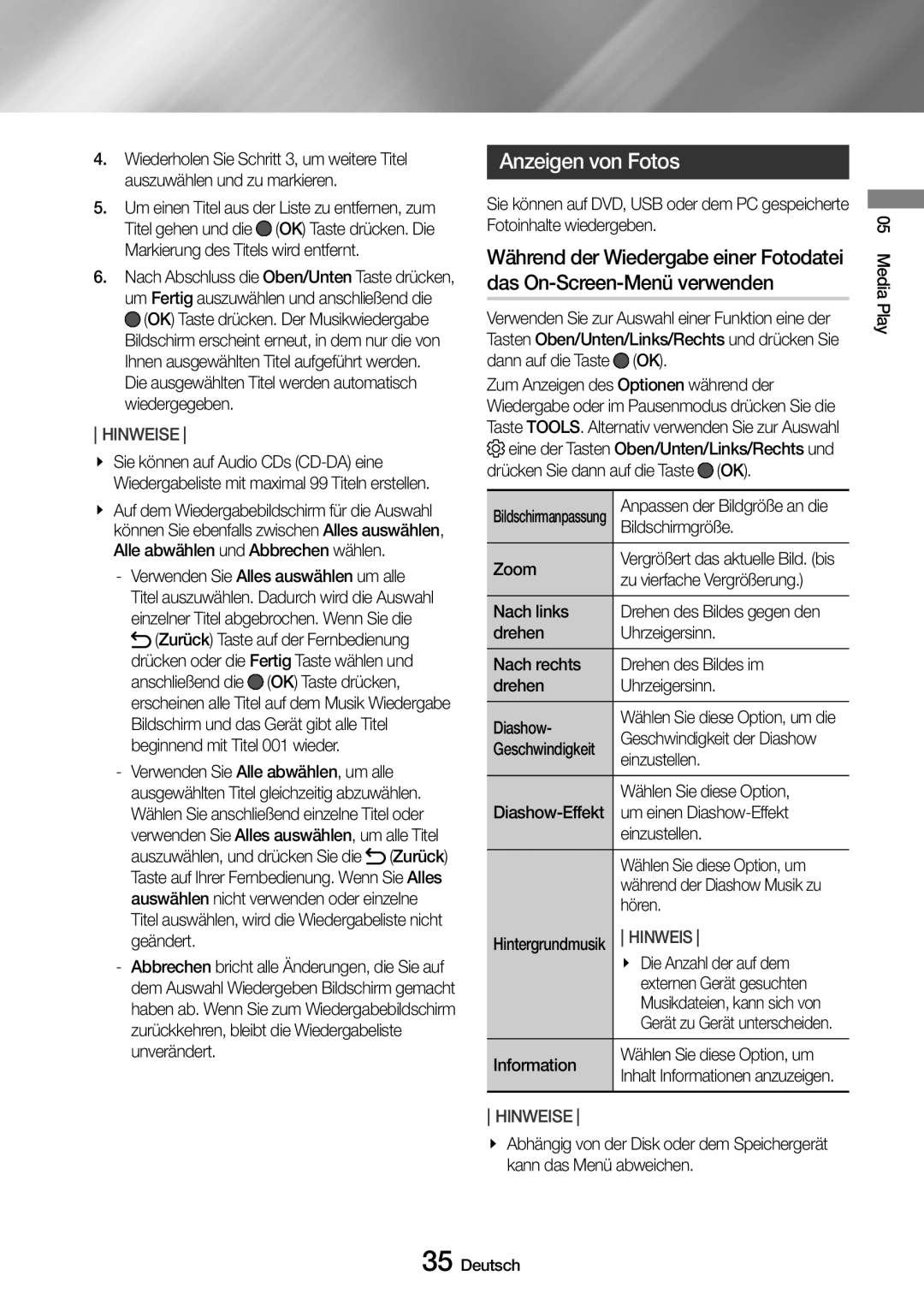 Samsung UBD-M8500/ZG, UBD-M8500/EN manual Anzeigen von Fotos 