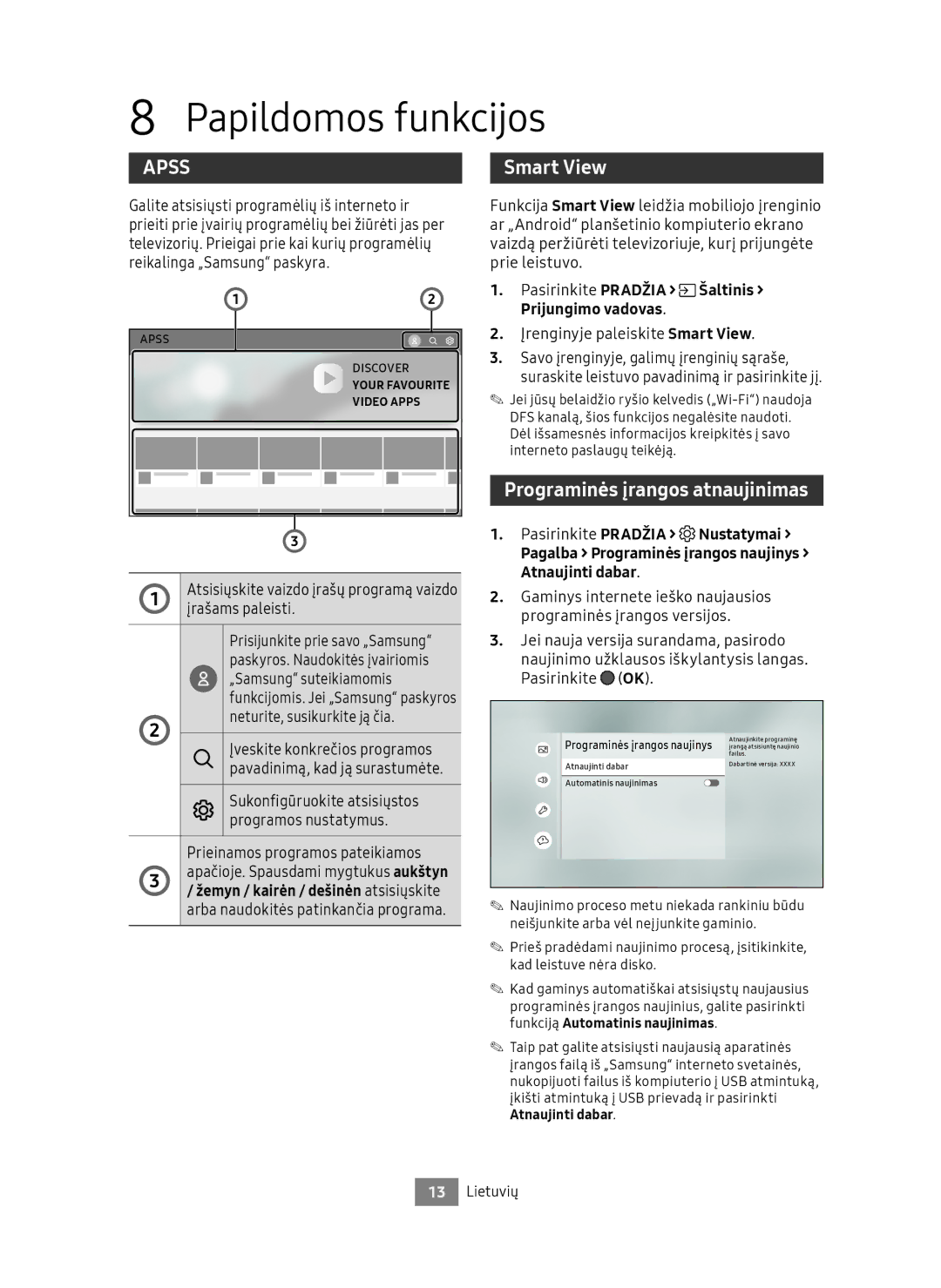 Samsung UBD-M8500/EN, UBD-M8500/ZG manual Papildomos funkcijos, Programinės įrangos atnaujinimas, Įrašams paleisti 