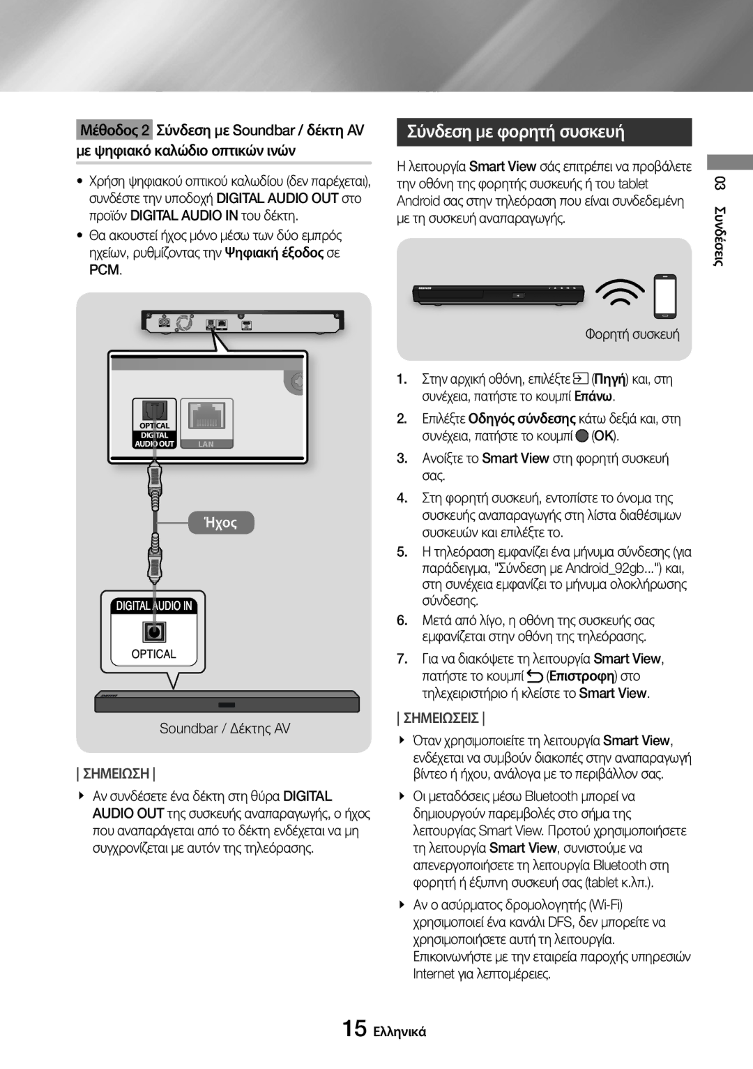 Samsung UBD-M8500/EN manual Σύνδεση με φορητή συσκευή, Φορητή συσκευή, Ανοίξτε το Smart View στη φορητή συσκευή σας 