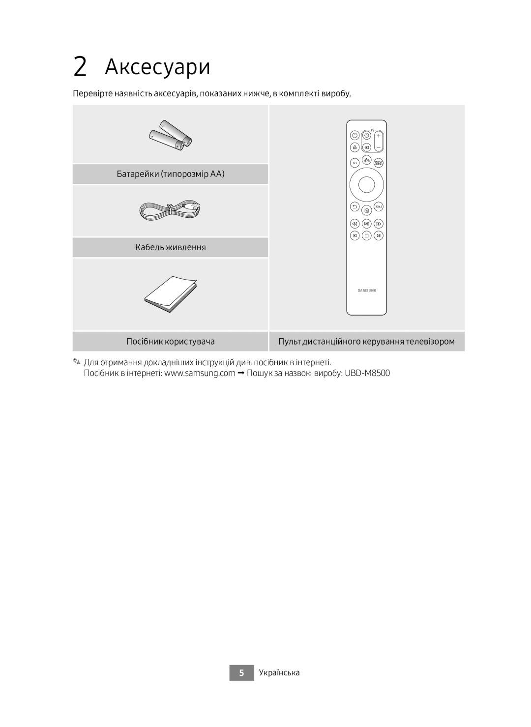 Samsung UBD-M8500/RU manual Аксесуари 