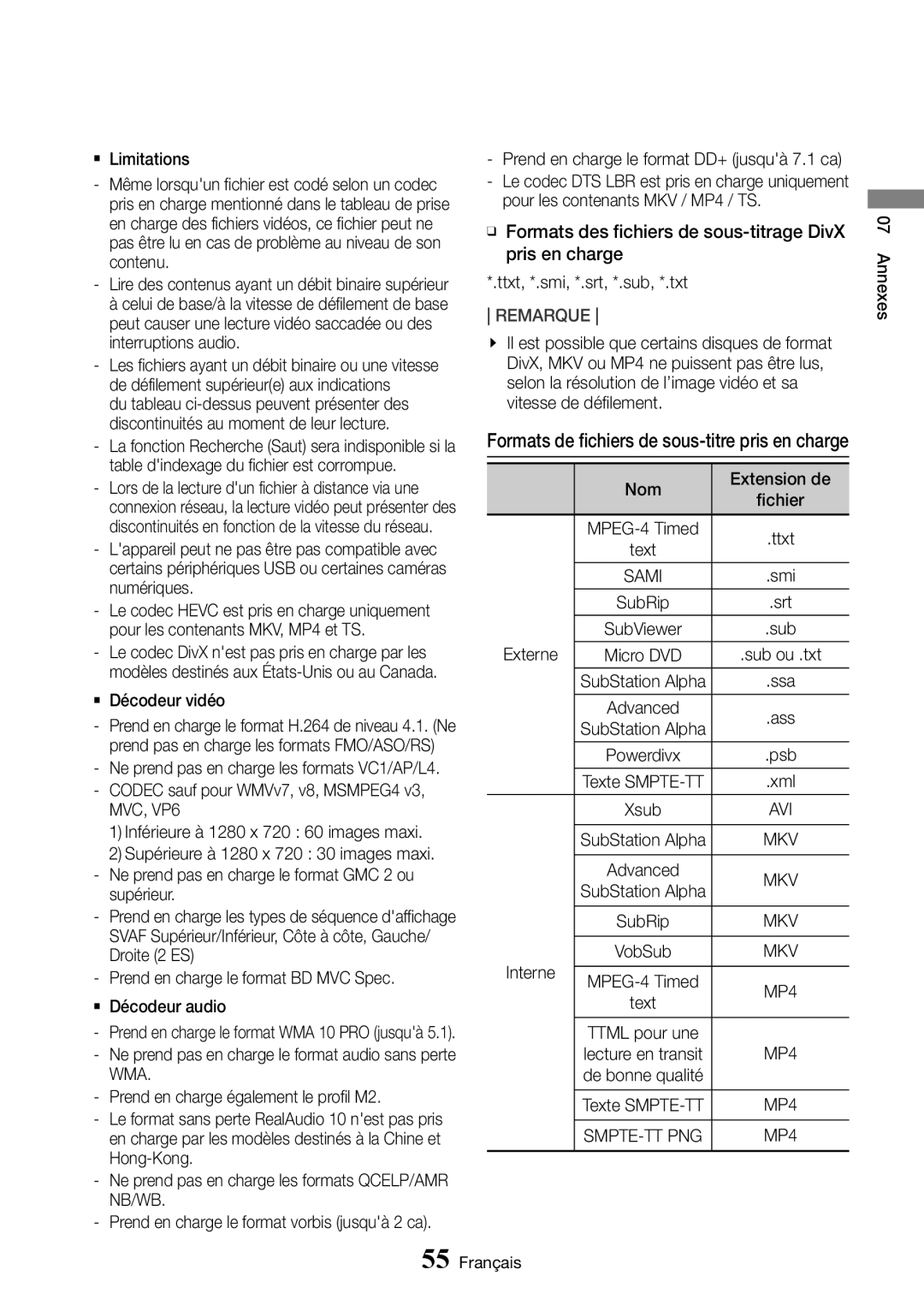 Samsung UBD-M8500/ZF manual MVC, VP6 