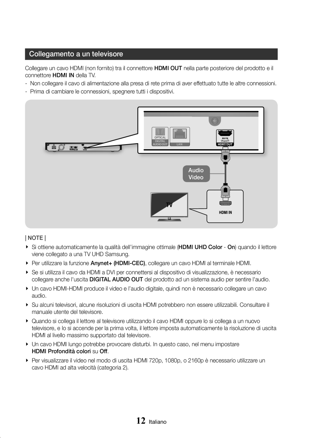 Samsung UBD-M8500/ZF manual Connessioni, Collegamento a un televisore 