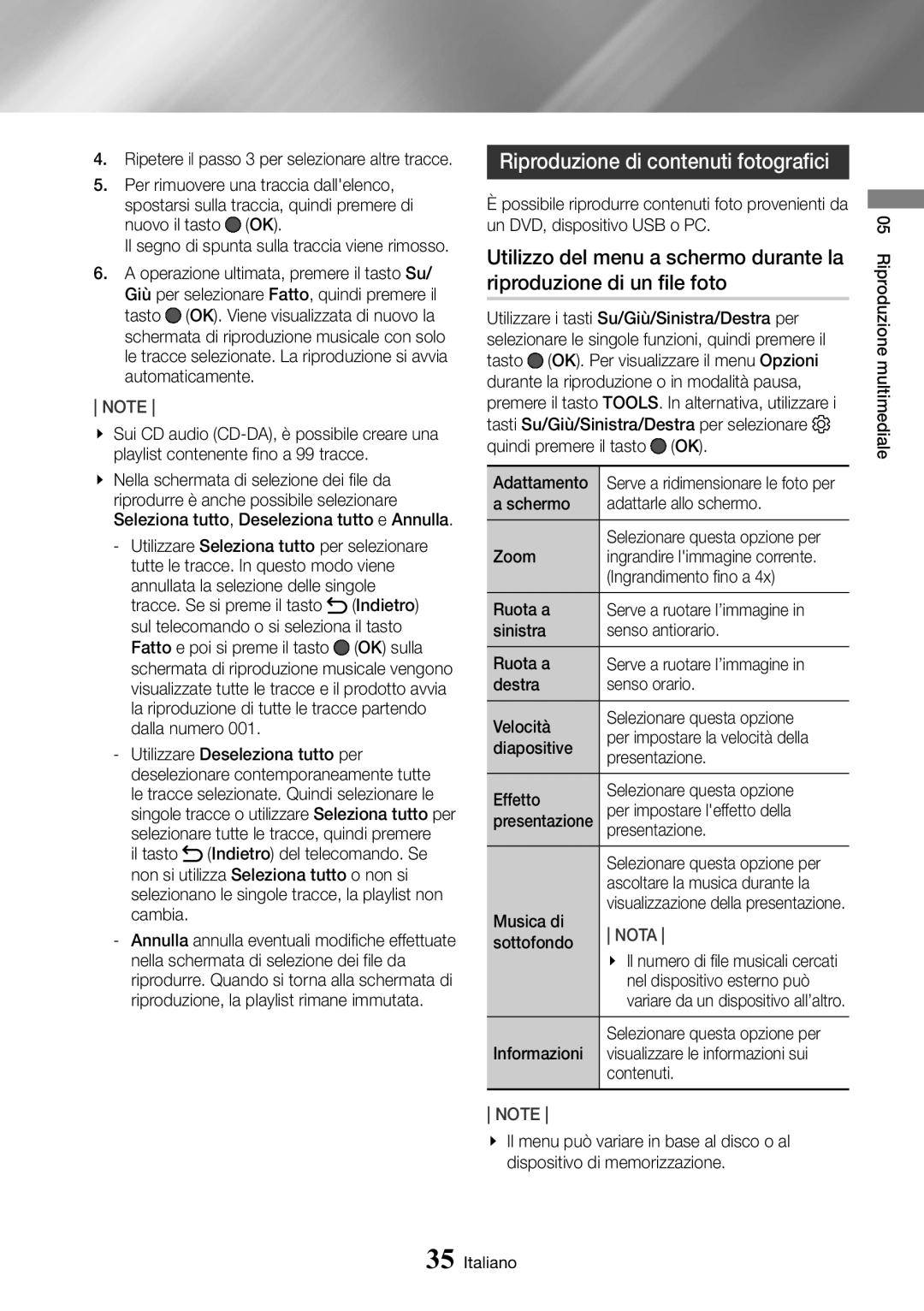 Samsung UBD-M8500/ZF manual Riproduzione di contenuti fotografici 