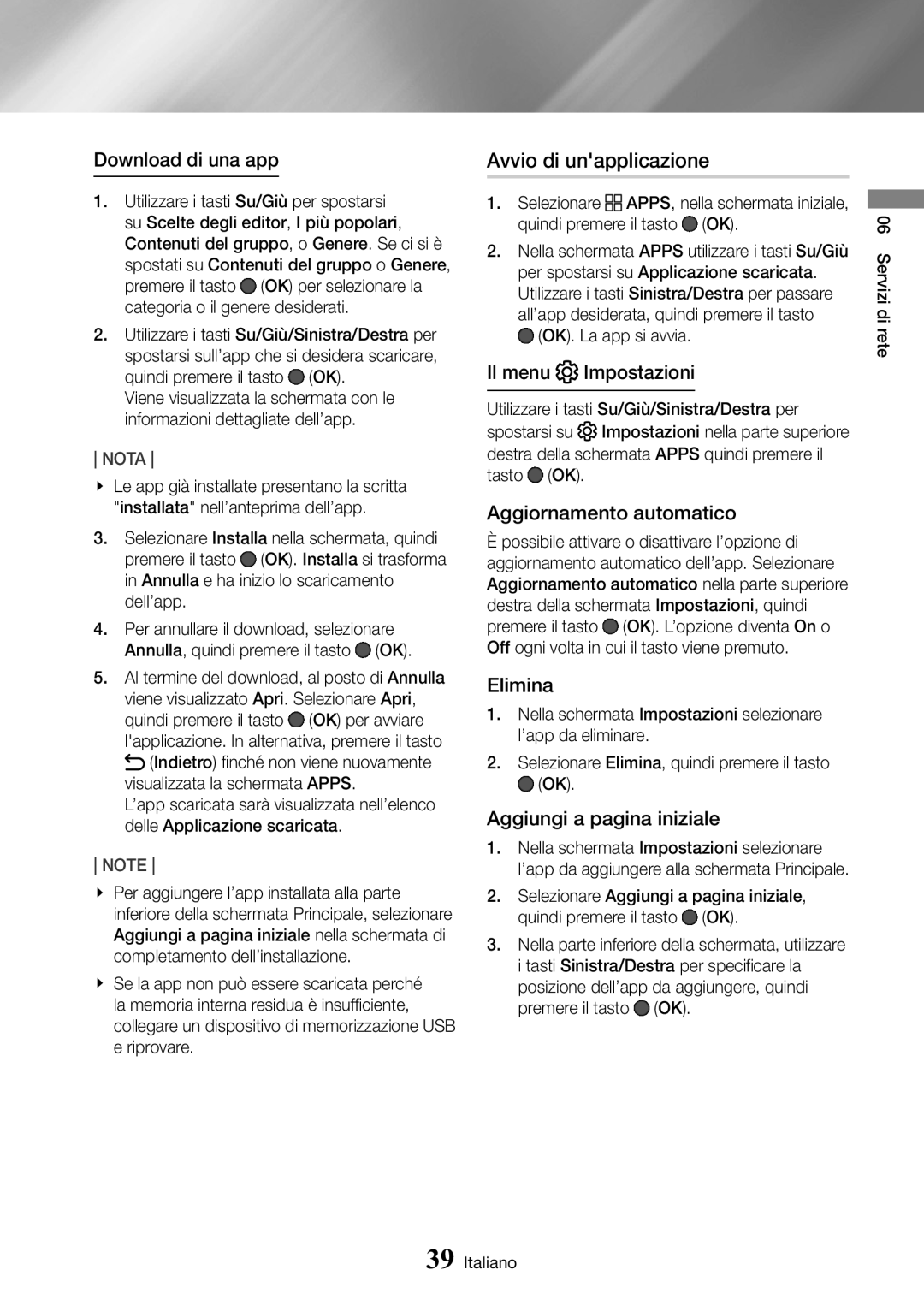 Samsung UBD-M8500/ZF manual Avvio di unapplicazione 