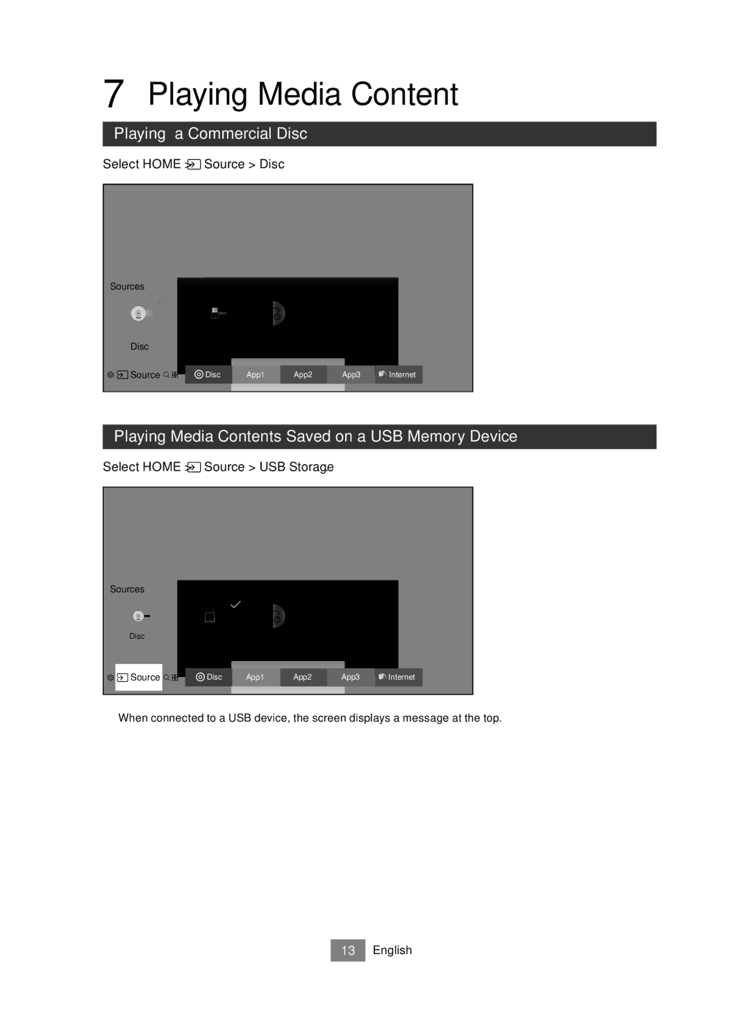 Samsung UBD-M9500/ZG, UBD-M9500/EN manual Playing a Commercial Disc, Playing Media Contents Saved on a USB Memory Device 