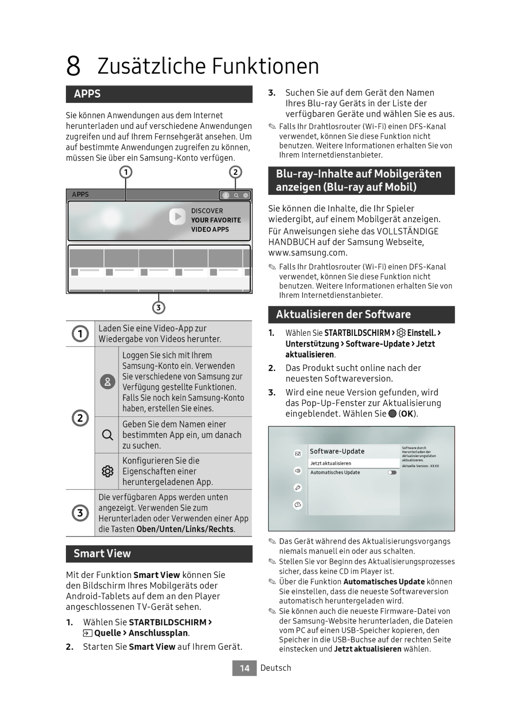 Samsung UBD-M9500/ZG, UBD-M9500/EN Zusätzliche Funktionen, Blu-ray-Inhalte auf Mobilgeräten anzeigen Blu-ray auf Mobil 