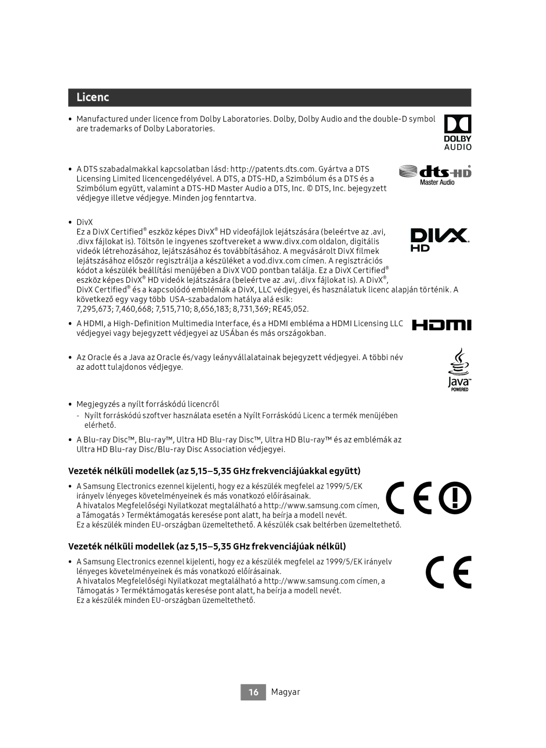 Samsung UBD-M9500/EN, UBD-M9500/ZG manual Licenc 