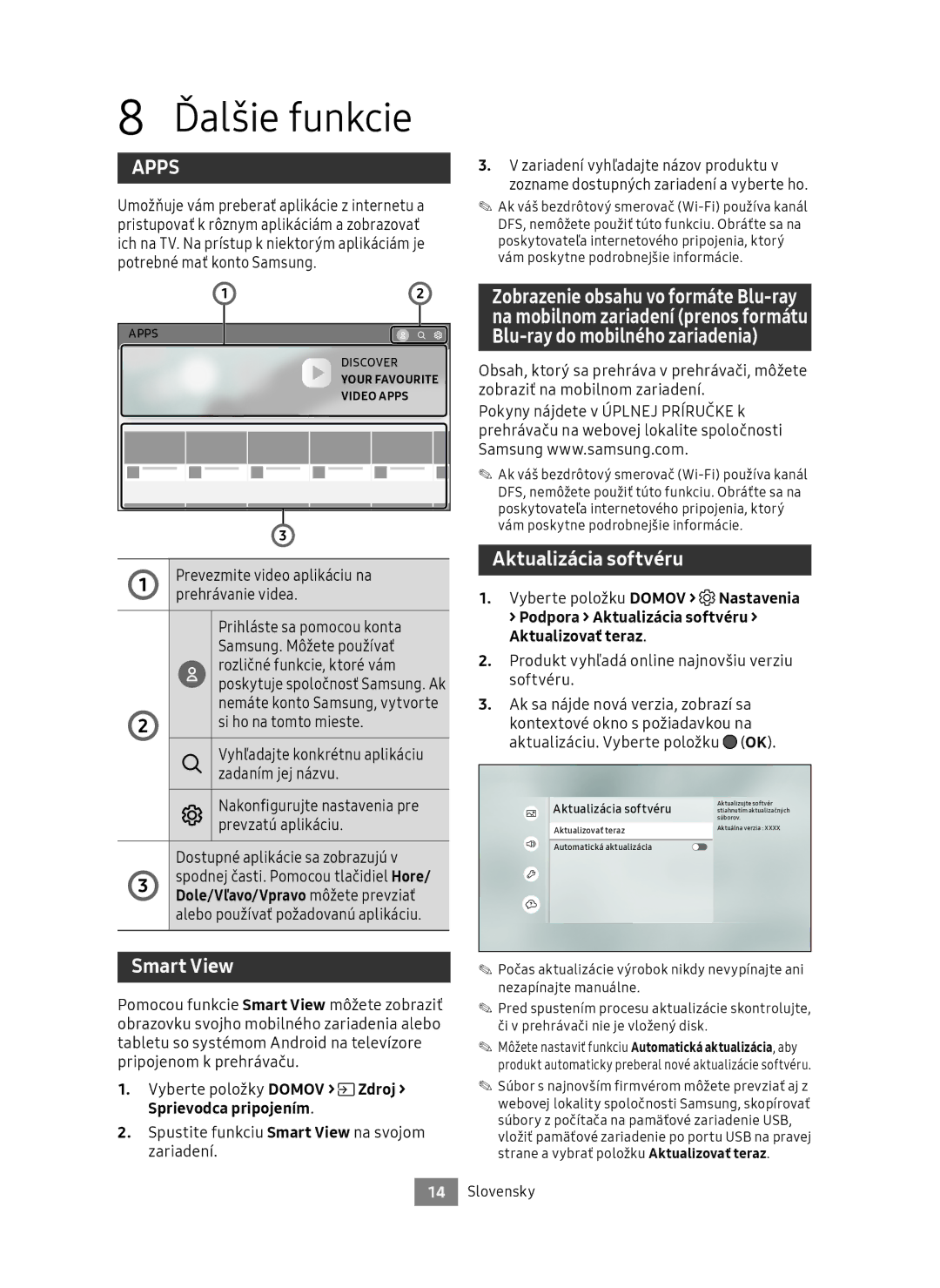 Samsung UBD-M9500/EN Aktualizácia softvéru, Potrebné mať konto Samsung, Prevezmite video aplikáciu na prehrávanie videa 