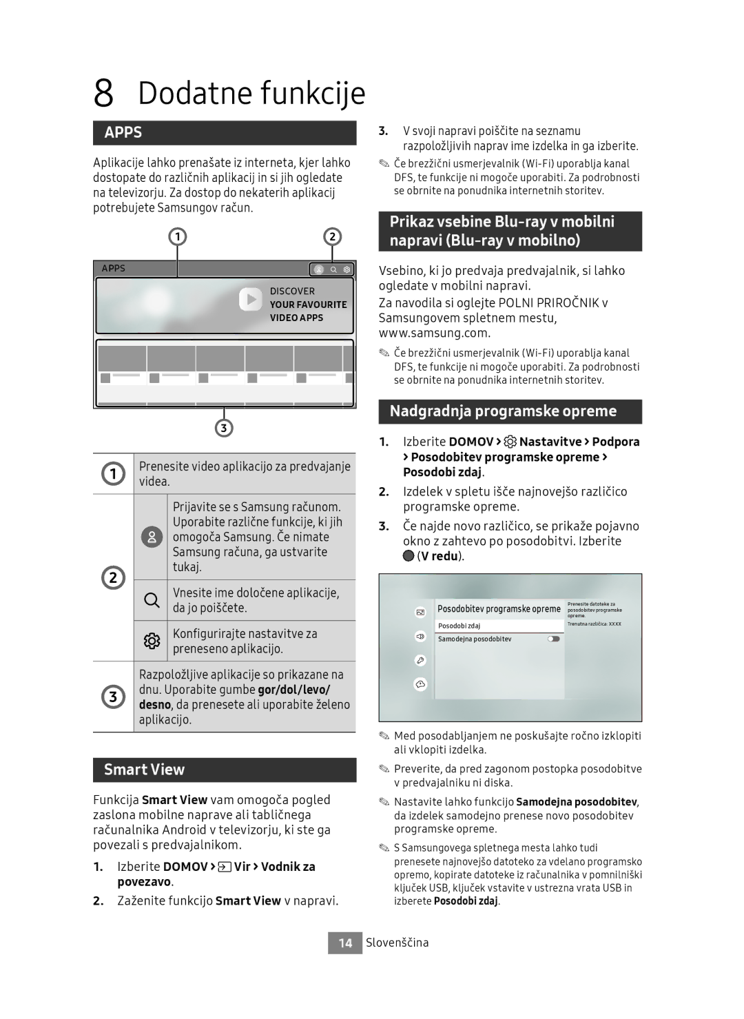 Samsung UBD-M9500/ZG, UBD-M9500/EN manual Nadgradnja programske opreme, Izberite Domov Vir Vodnik za povezavo, Redu 