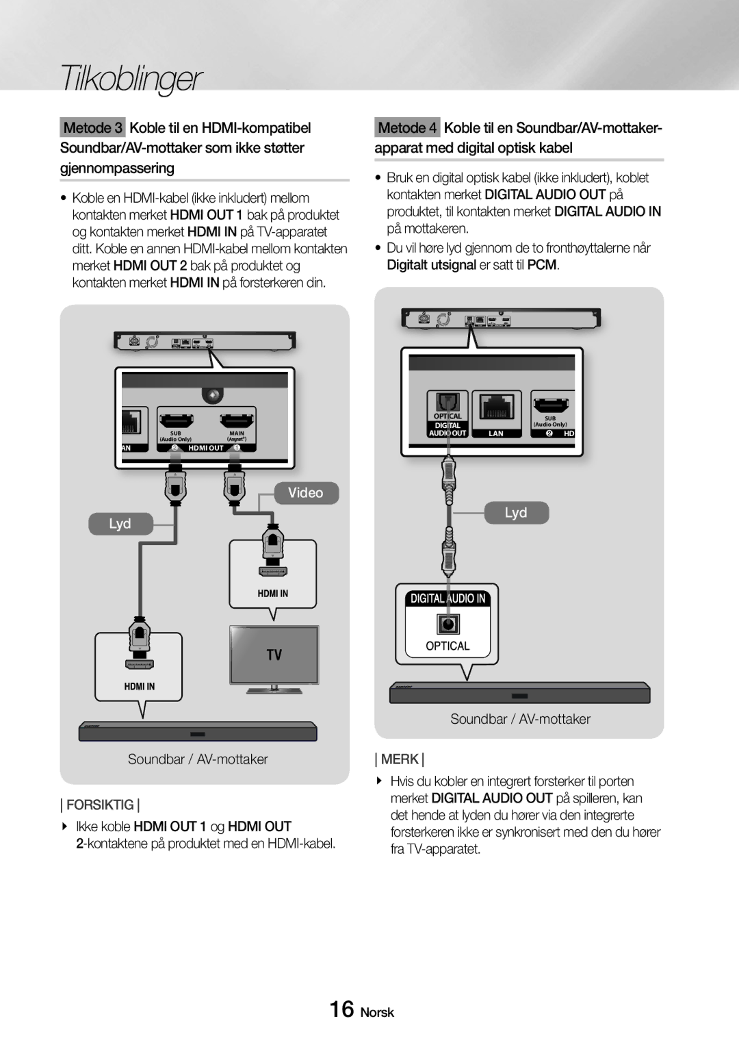 Samsung UBD-M9500/XE manual Forsiktig 