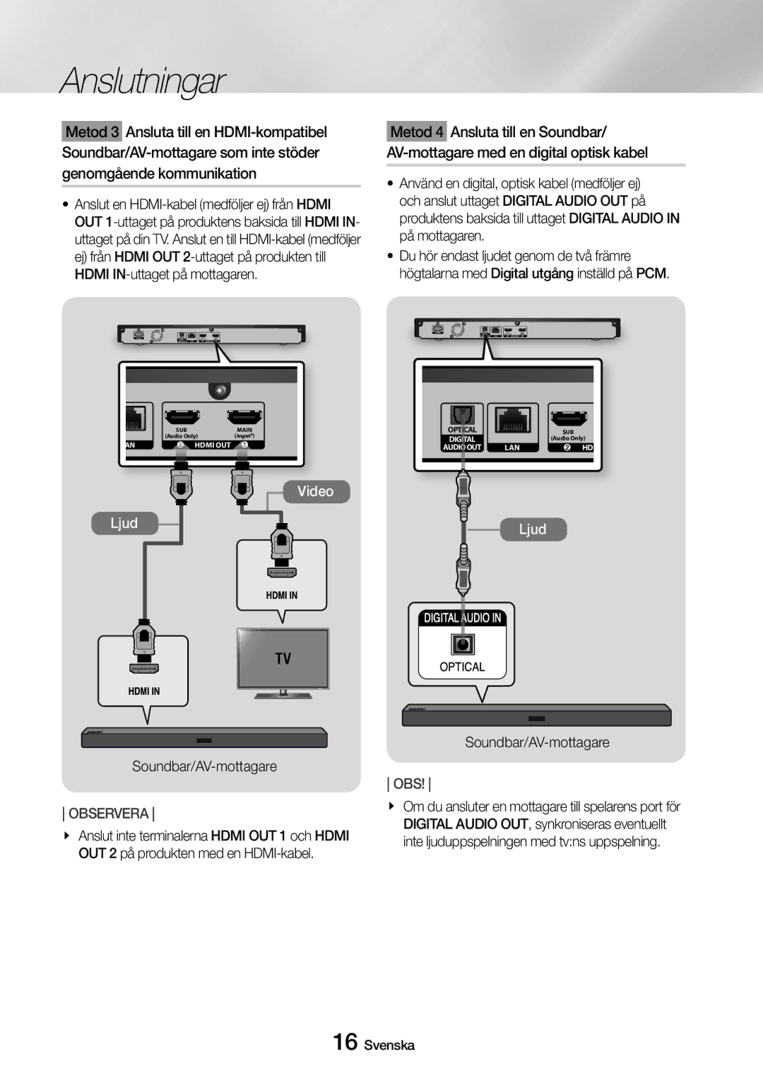 Samsung UBD-M9500/XE manual Observera 