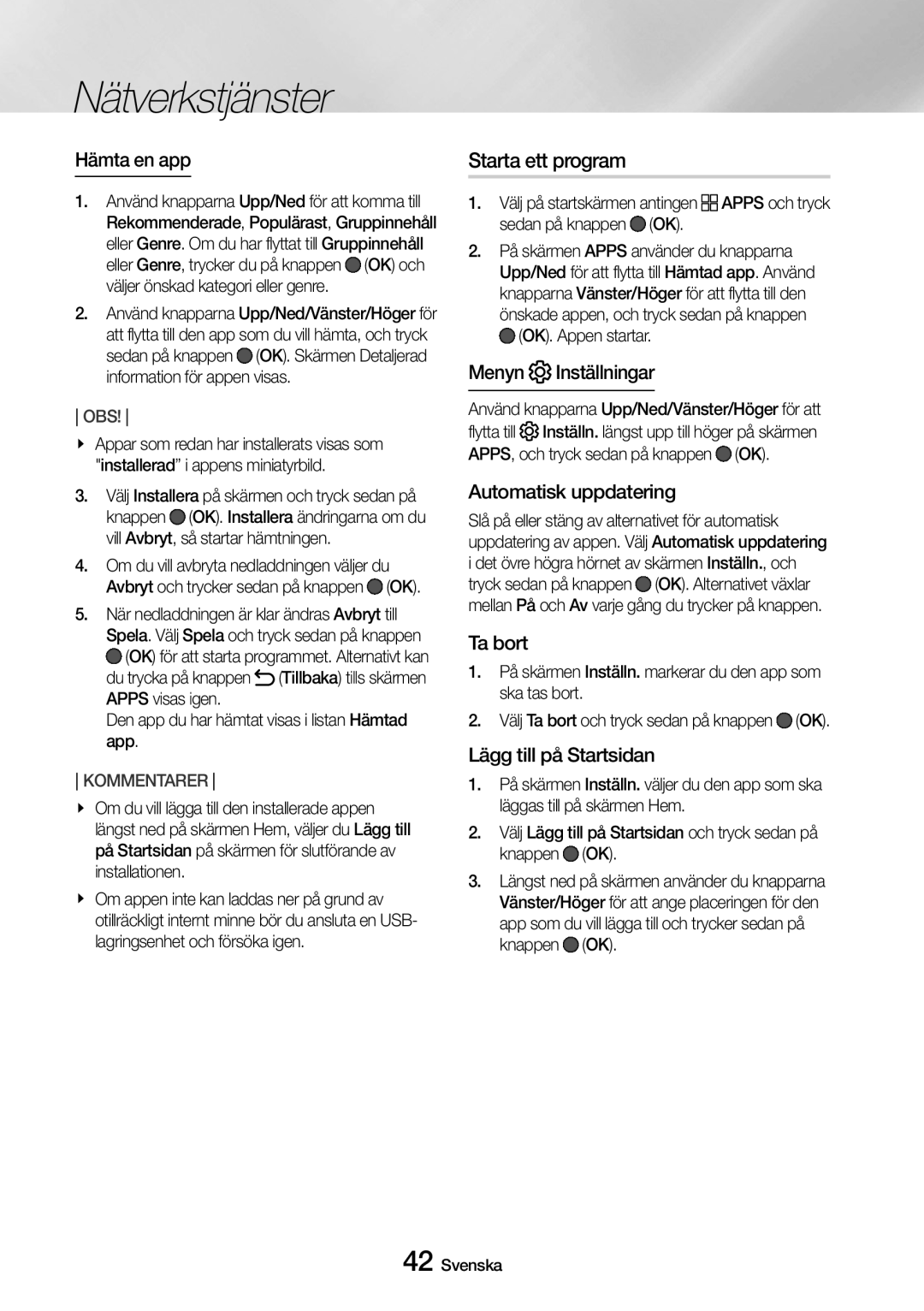 Samsung UBD-M9500/XE manual Starta ett program 