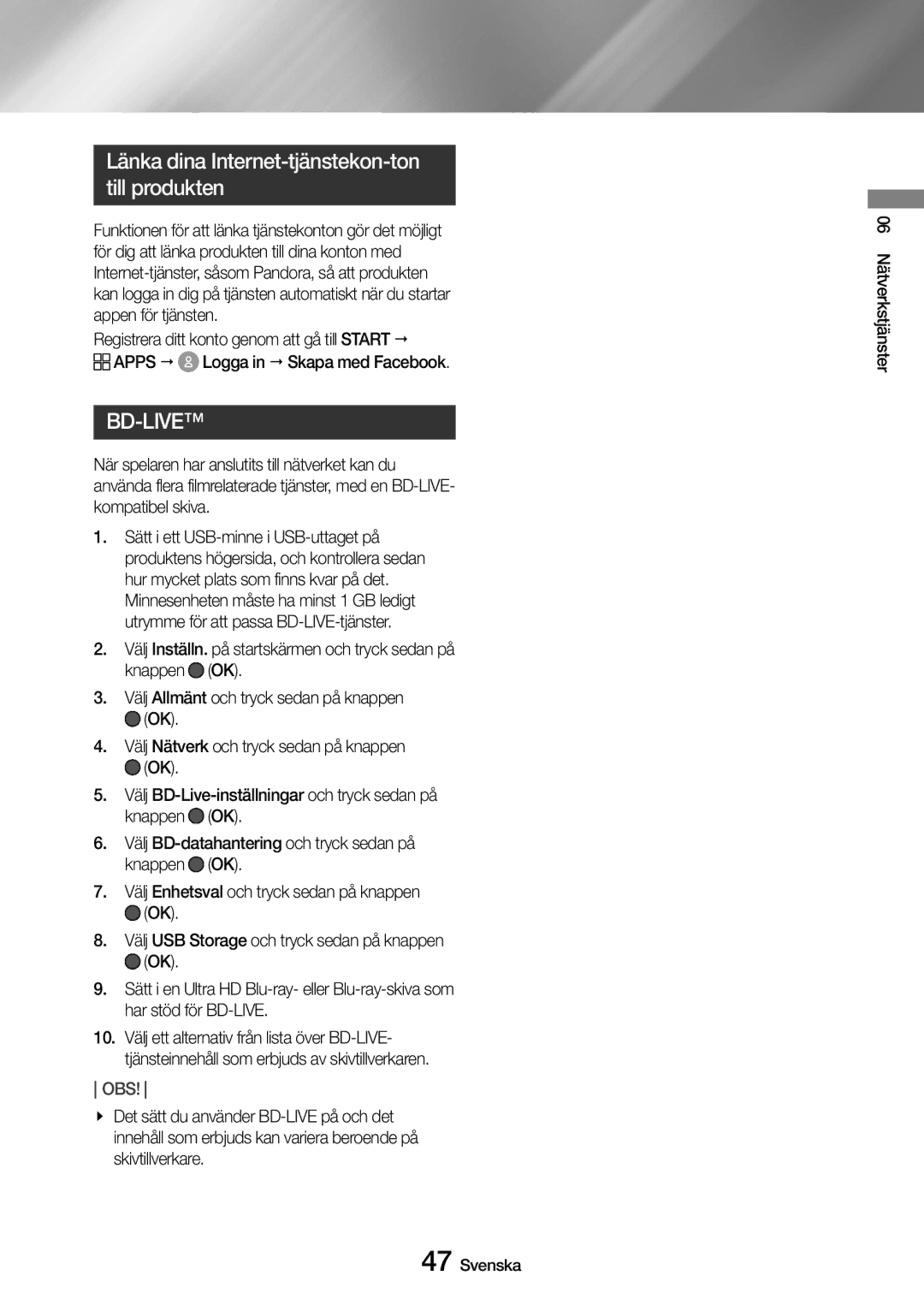 Samsung UBD-M9500/XE manual Bd-Live 